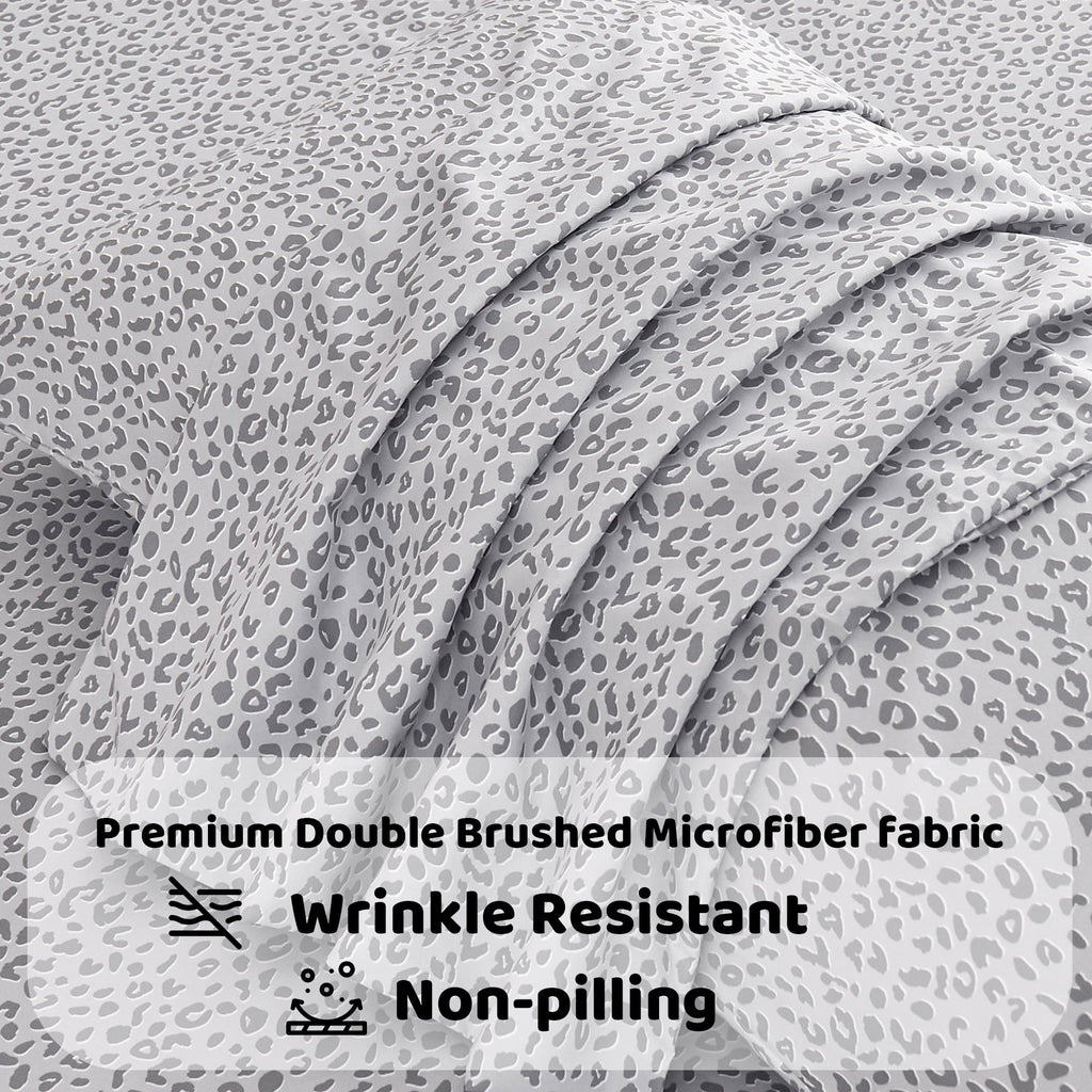 Wrinkle-Resistant Floral King Sheets, Soft Breathable Microfiber Printed Bed Sheet Set, Deep Pocket Non-Slip Fitted Sheet Included - Cooling Hotel Quality Bedding Sheets and Pillowcases Detail