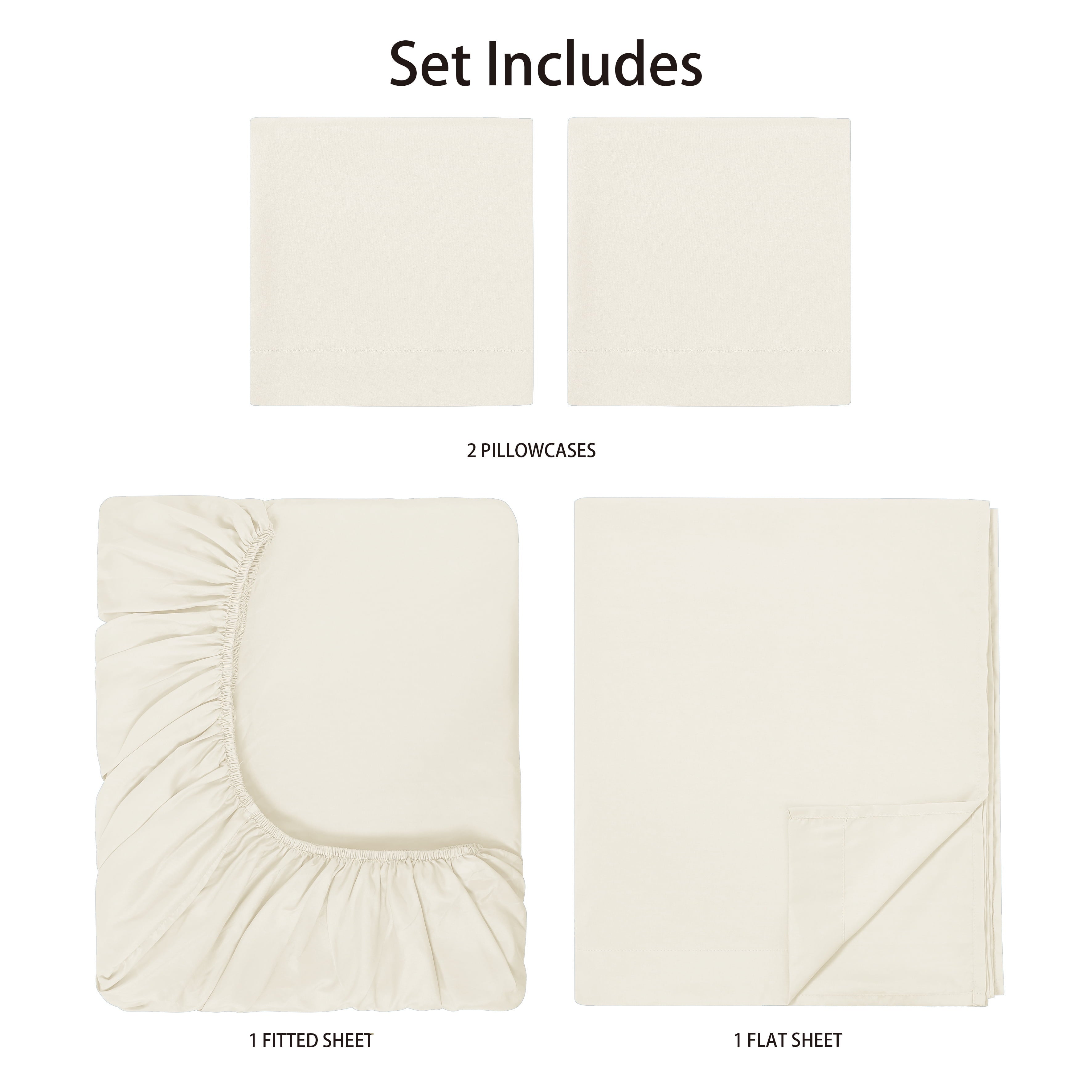 Cooling Sateen Basic Value Microfiber Bed Sheet Set, Vanilla Dream, Full, 4 Piece - Cooling Hotel Quality Bedding Sheets and Pillowcases Detail