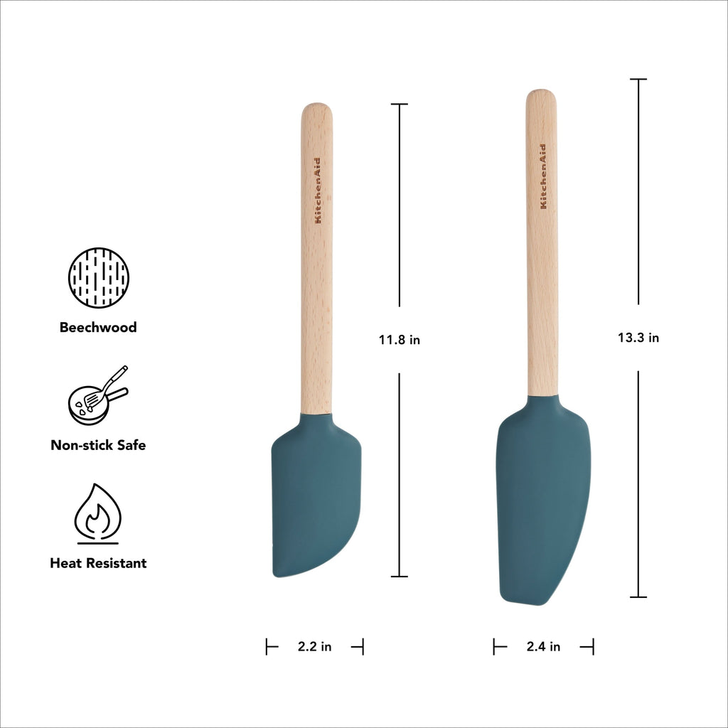 Professional Grade 2-Piece Silicone Mixing Spatula and Scraper Set for Cooking, Agave - High-Precision Culinary Tool for Baking & Cooking Detail