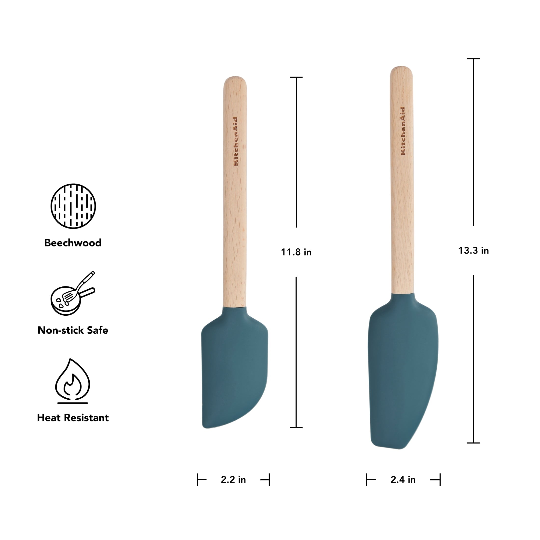 Professional Grade 2-Piece Silicone Mixing Spatula and Scraper Set for Cooking, Agave - High-Precision Culinary Tool for Baking & Cooking Detail