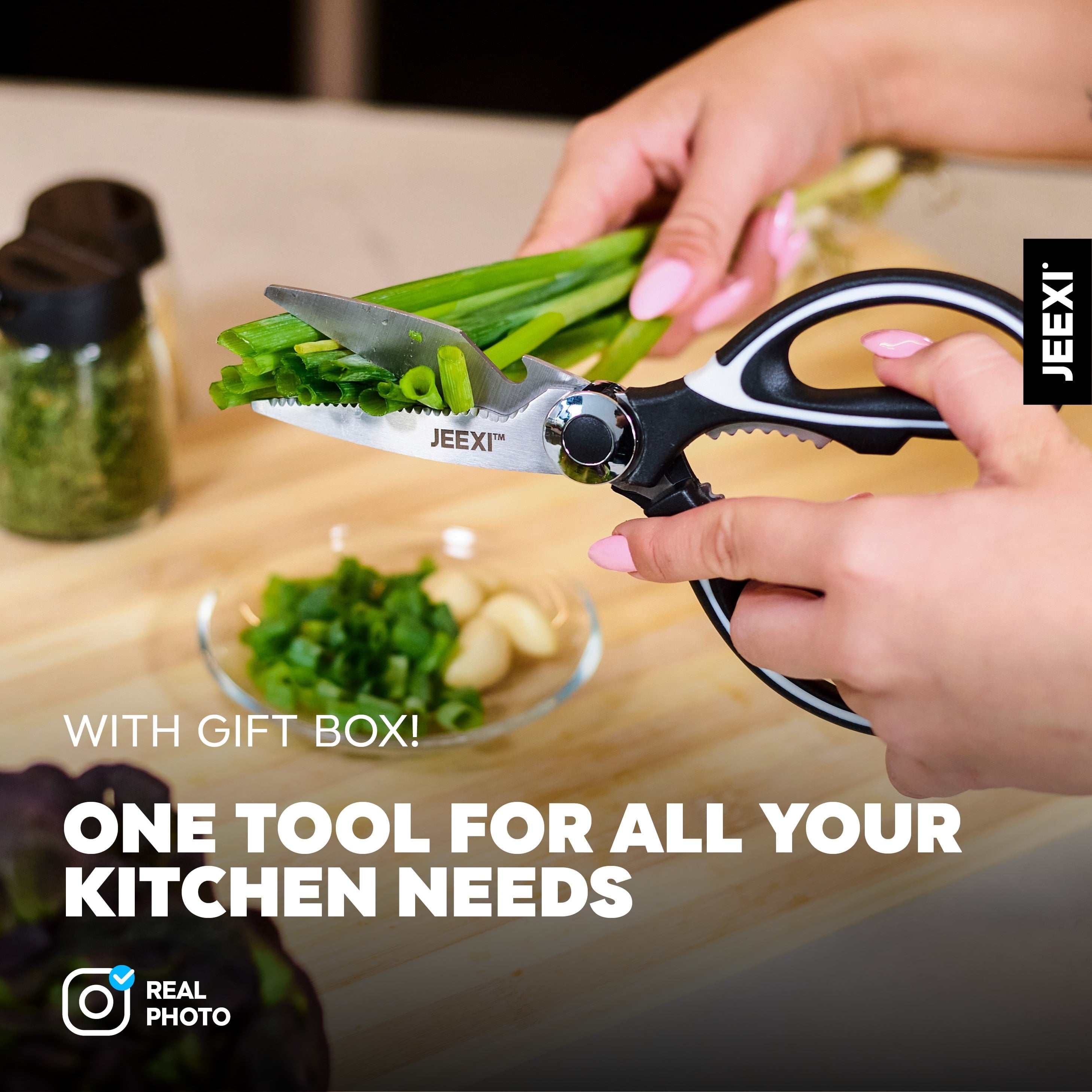 Ergonomic Manual 3 Pack Kitchen Scissors, Ultra-Sharp Premium Stainless Steel Heavy Duty Kitchen Shears & Multi Purpose Poultry Shears... - Multi-Functional Manual Food Chopper & Slicer Detail