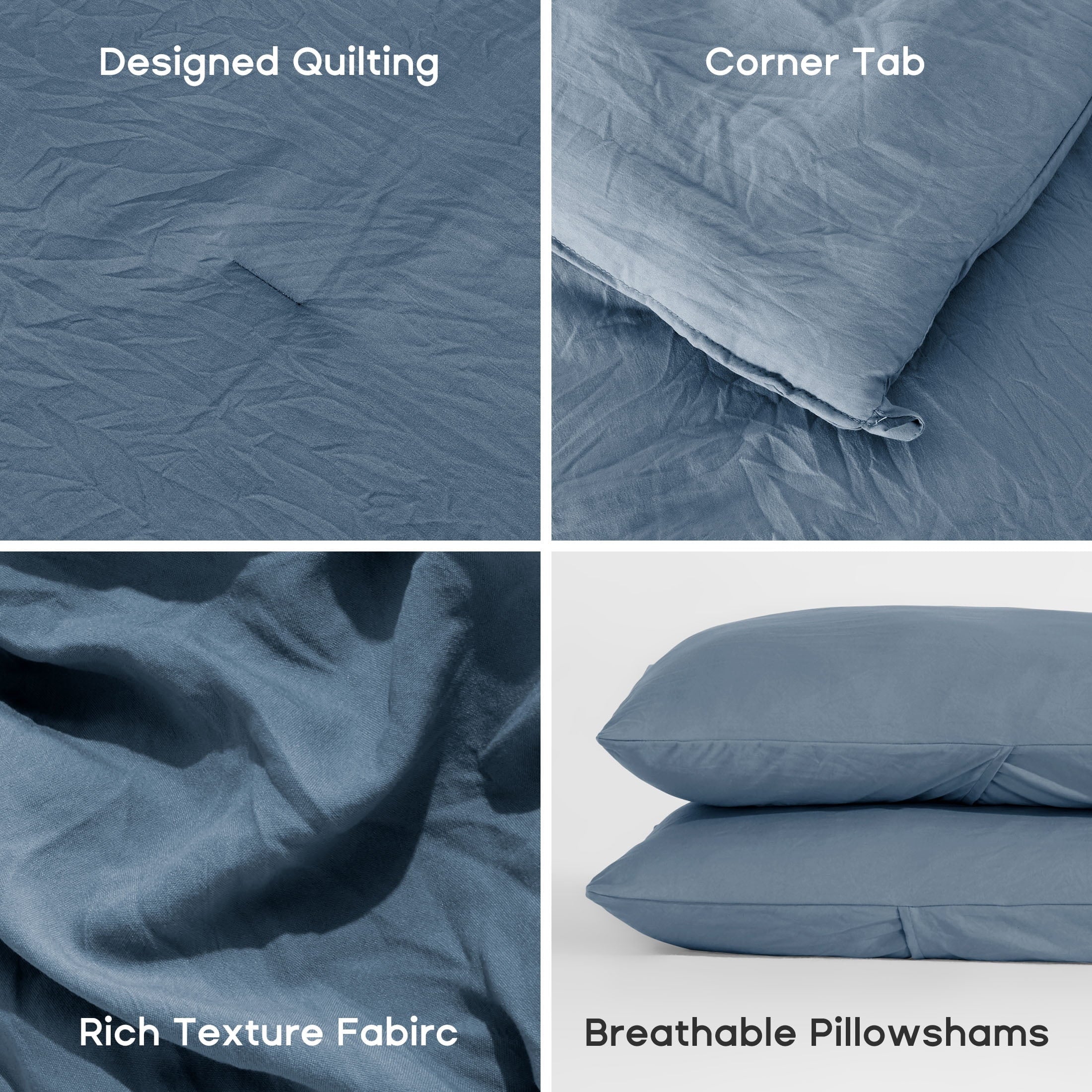 Heavyweight Warmth Washed Comforter Sets Queen 3 Piece, Soft and Cozy, Fluffy Microfiber Fill, Washed Textured Wrinkled Design (Flint St... - All-Season Down Alternative Comforter Insert Detail