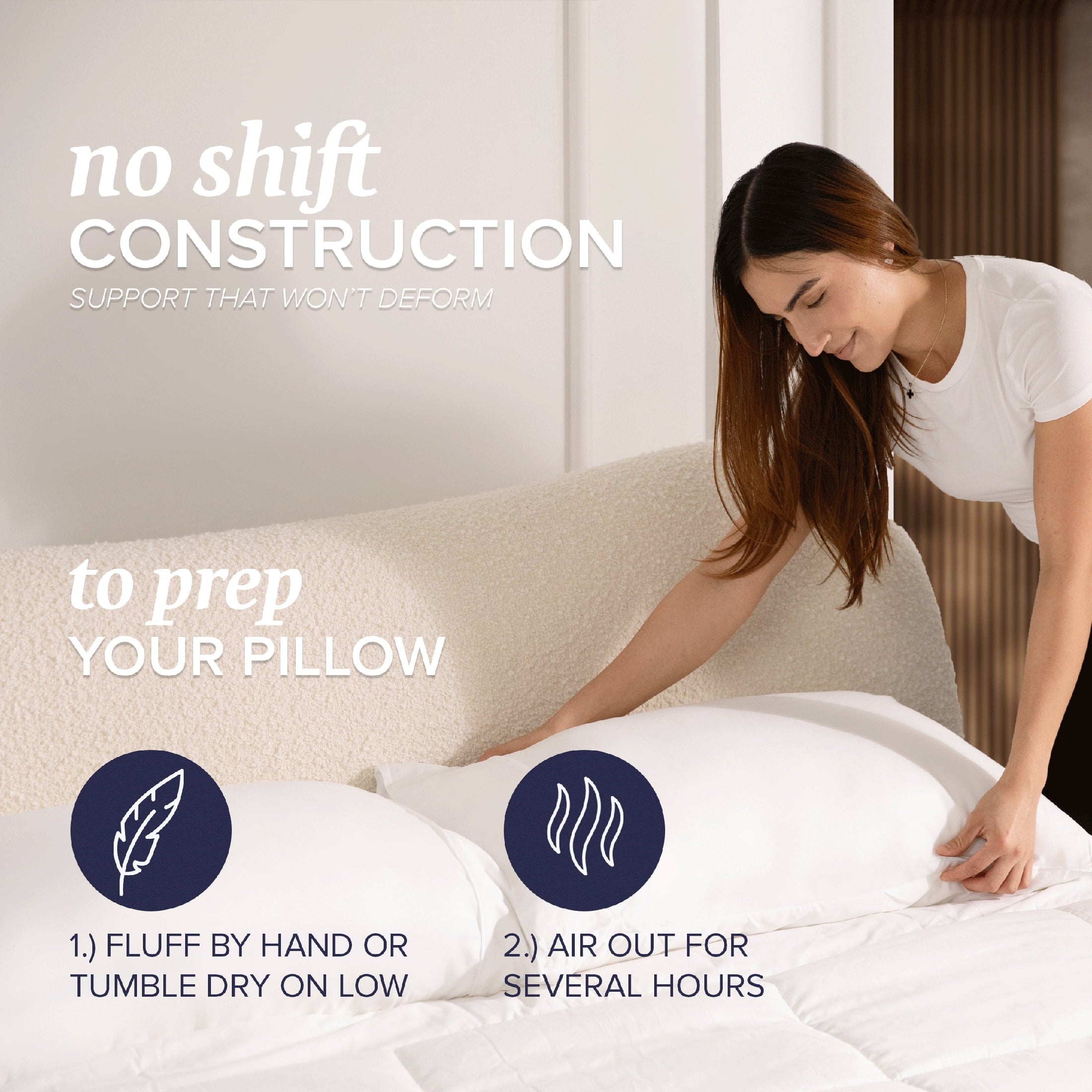 Orthopedic Support Customizable Down Alternative Queen Pillow 1 Pack, Adult - Decorative Throw Pillow Cushion for Sofa & Bed Detail