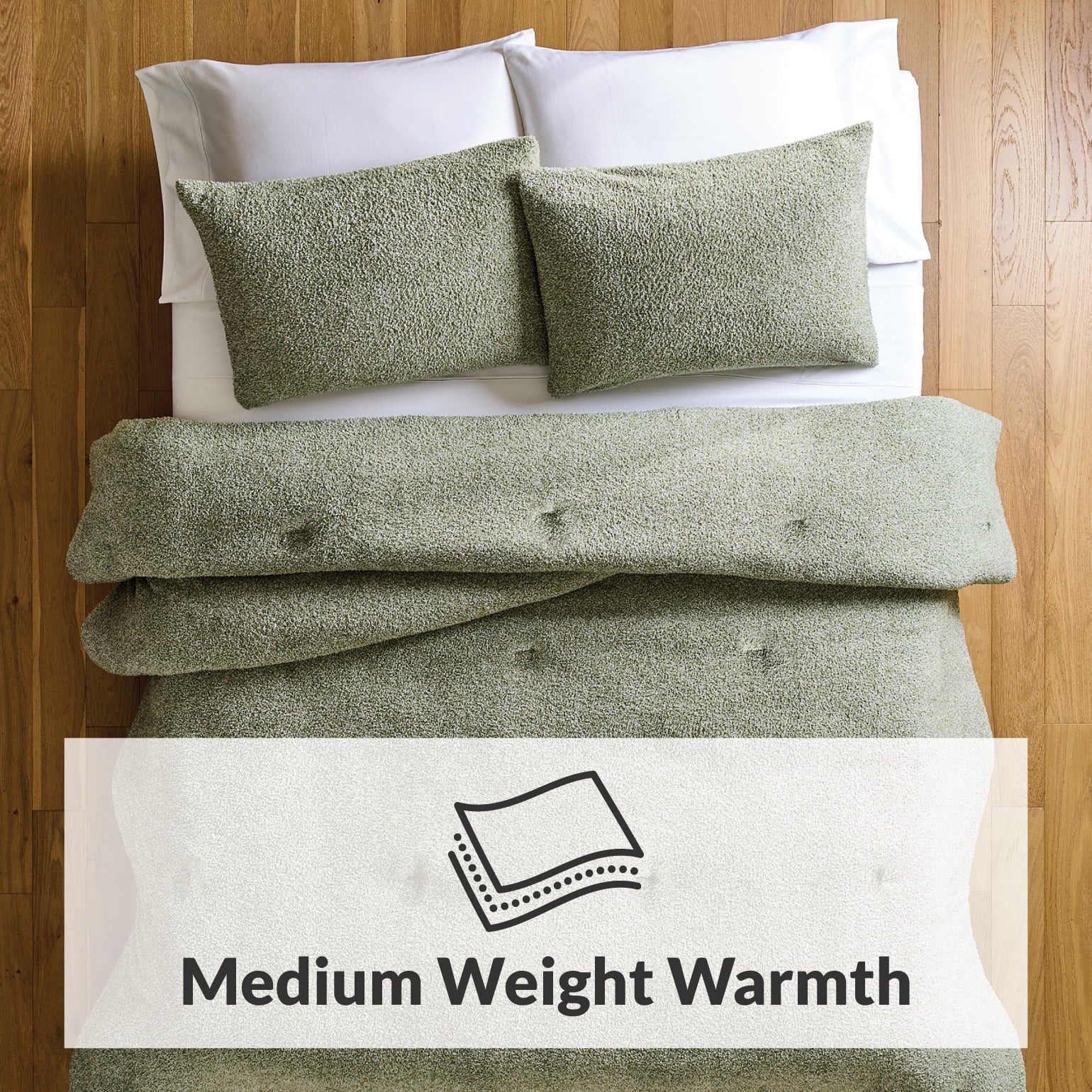 Heavyweight Warmth King, Comforter Set with Shams - Soft and Cozy, Green - Cloud-Like Soft Lightweight Bed Comforter Detail