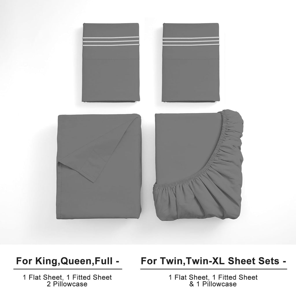 Ultra-Soft Size, Microfiber Cooling , Breathable & Hypoallergenic 4 Pieces Luxury Soft Sheet Set, Mattress Fitted up... - Premium Ultra-Soft Pillowcase Pair for Sleeping Detail