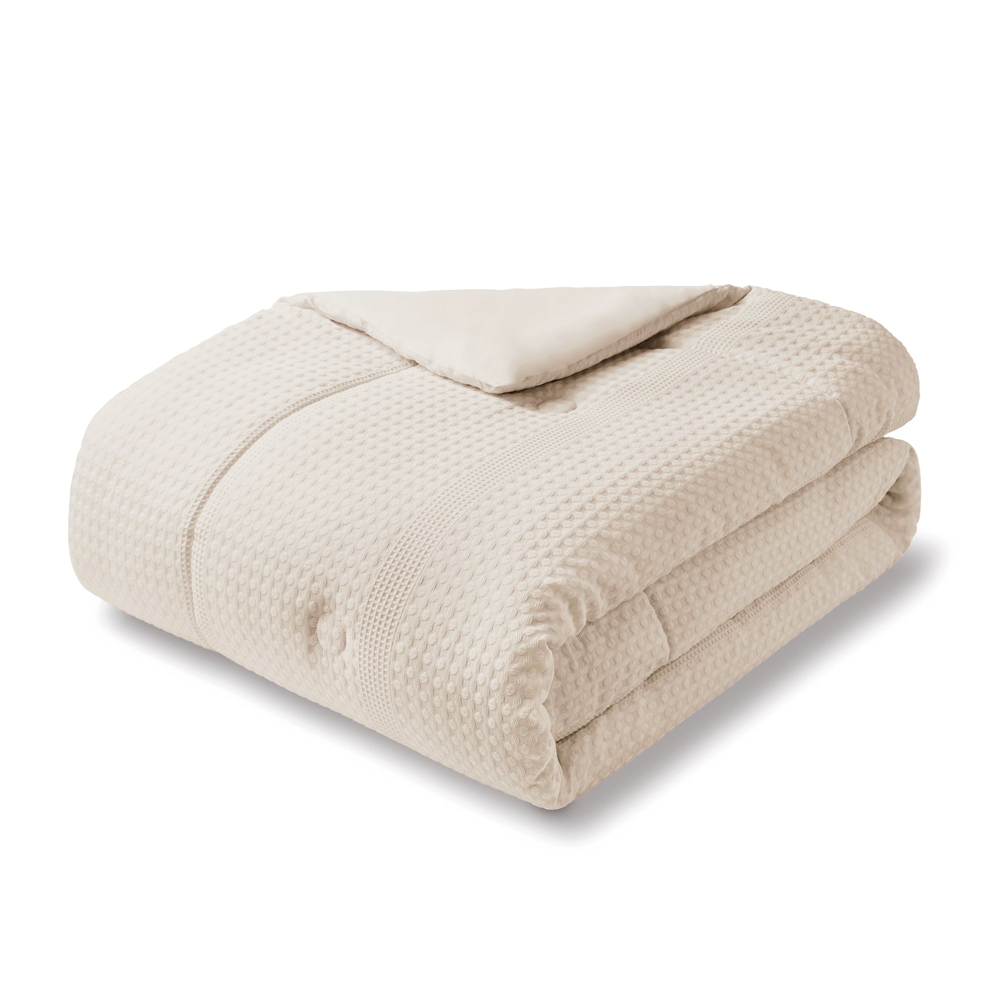 Hypoallergenic Cloud 5-Piece Papyrus Beige Waffle Comforter Set, Full/Queen - Hypoallergenic Ultra-Fluffy Quilt for Winter Detail