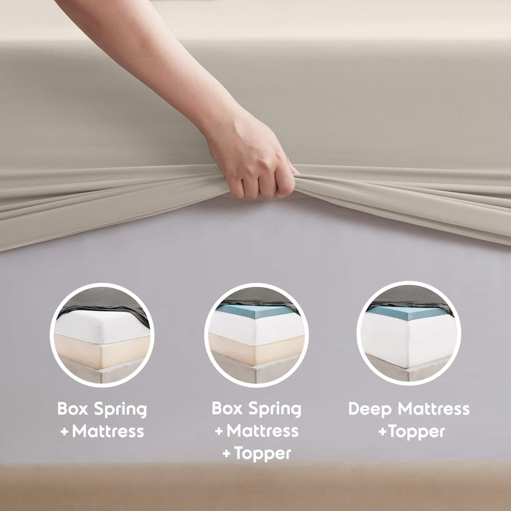 Wrinkle-Resistant Extra Deep Pocket Full Sheets Set, 4 Piece, Fits 18"-24" Mattress, Breathable & Extra Soft Bed Sheets, Linen - Cooling Hotel Quality Bedding Sheets and Pillowcases Detail