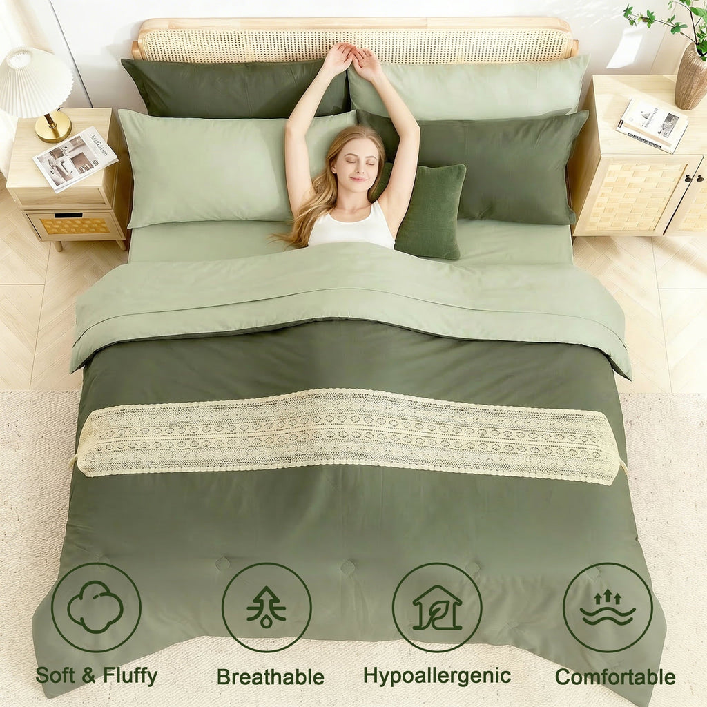 Luxurious Quilted 7 Pieces Comforter Set Queen，Bed in A bag，All Seasons Bedding sets with Comforter,Fitted Sheet,Flat Sheet,Pillowcases... - Hypoallergenic Ultra-Fluffy Quilt for Winter Detail