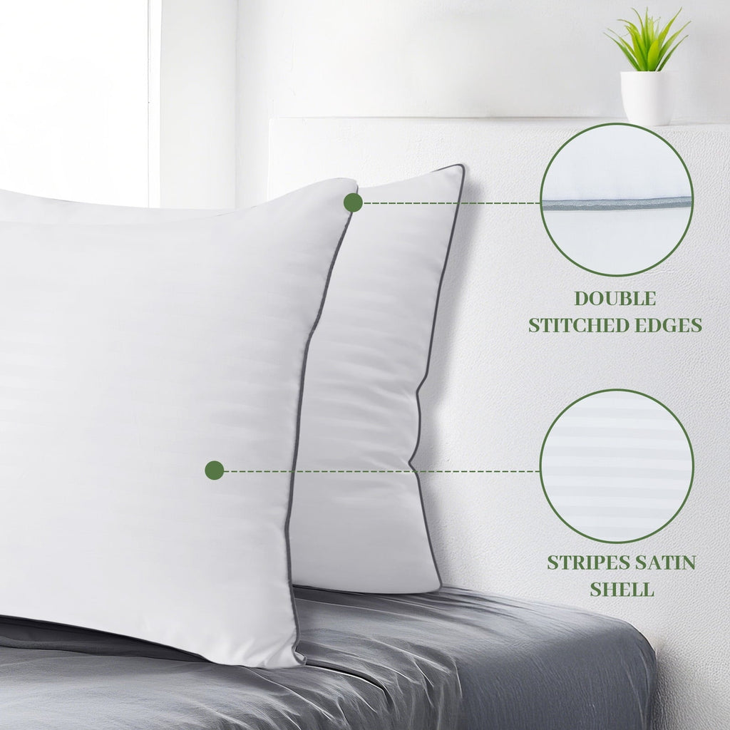Ergonomic Memory Foam Pillows Standard Size Set of 2, Hotel Quality, Down Alternative Gusseted Bed Pillows for Side, Back, And Stomach Slee... - Decorative Throw Pillow Cushion for Sofa & Bed Detail