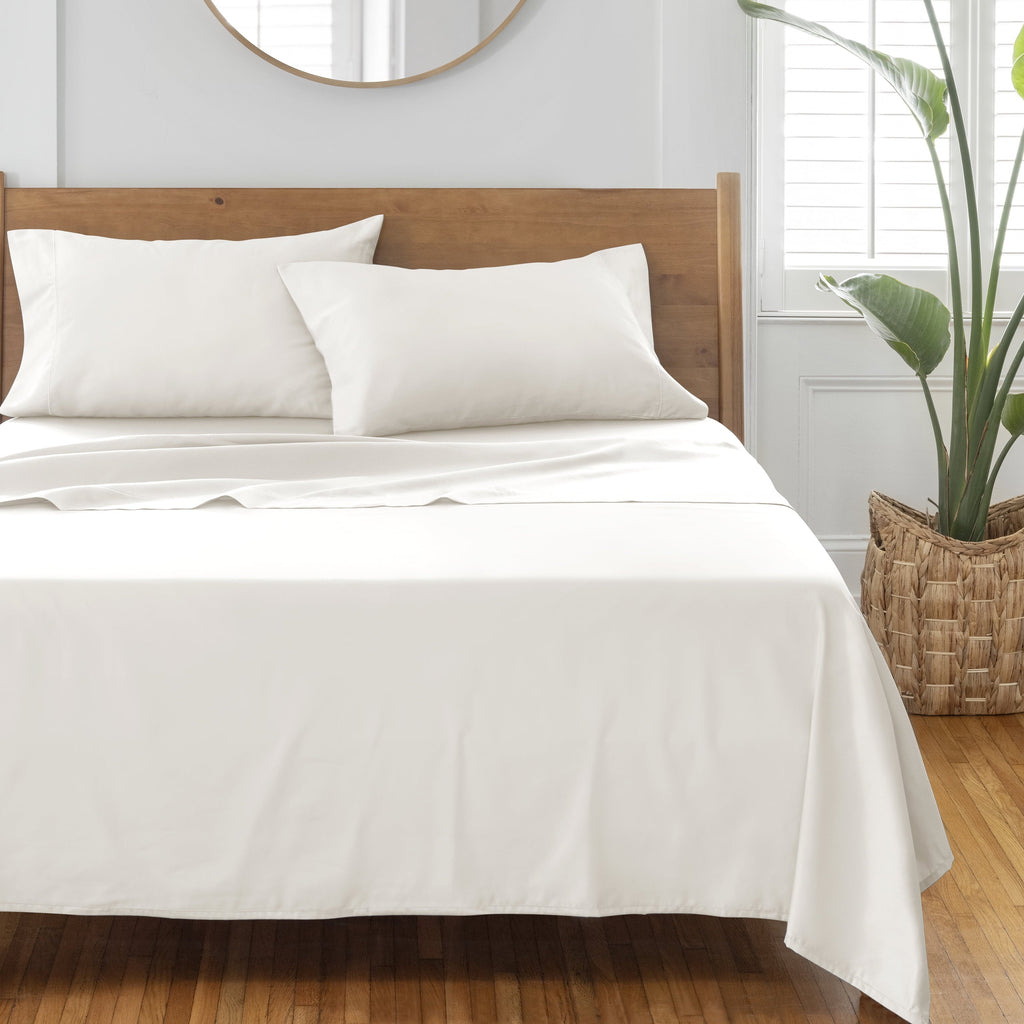 Ultra-Soft 4-Piece 400 Thread Count Vanilla Dream Performance Bed Sheet Set, King - Premium Ultra-Soft Pillowcase Pair for Sleeping Detail