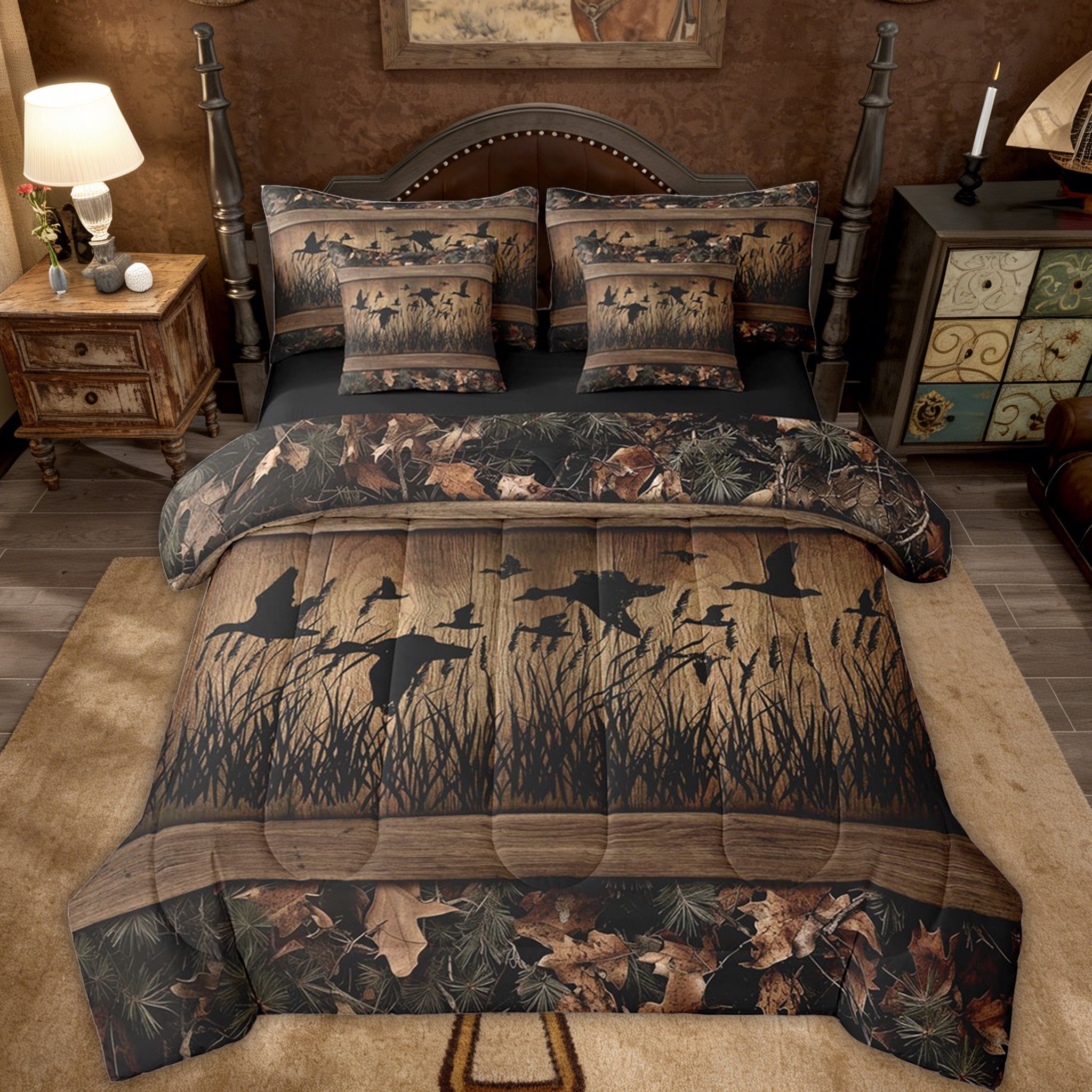 All-Season 7 Piece Camo Mallard Duck Comforter Set With Sheets Men Rustic Farmhouse Cabin Bed In A Bag Full,Hunting Woodland Duc... - Cloud-Like Soft Lightweight Bed Comforter - Default Title