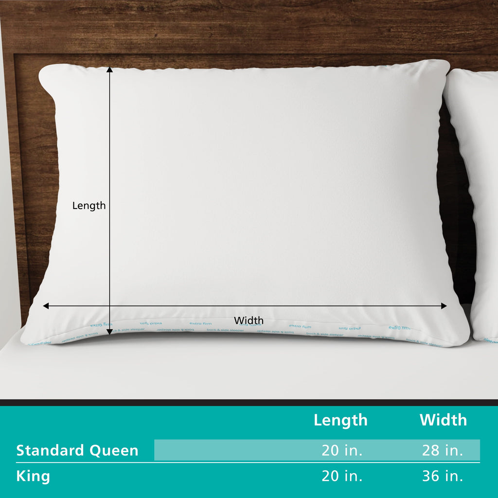 Orthopedic Support Back & Side Sleeper Bed Pillow, Standard/Queen - Extra Firm Support (4 Pack) - Decorative Throw Pillow Cushion for Sofa & Bed Detail