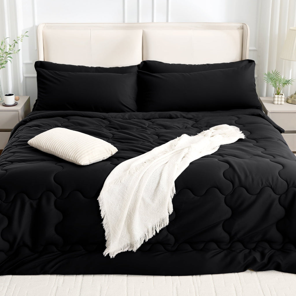 Hypoallergenic Cloud 7 Pieces Comforter Set Full，Bed in A bag，All Seasons Bedding sets with Comforter,Fitted Sheet,Flat Sheet,Pillowcases ... - Hypoallergenic Ultra-Fluffy Quilt for Winter Detail
