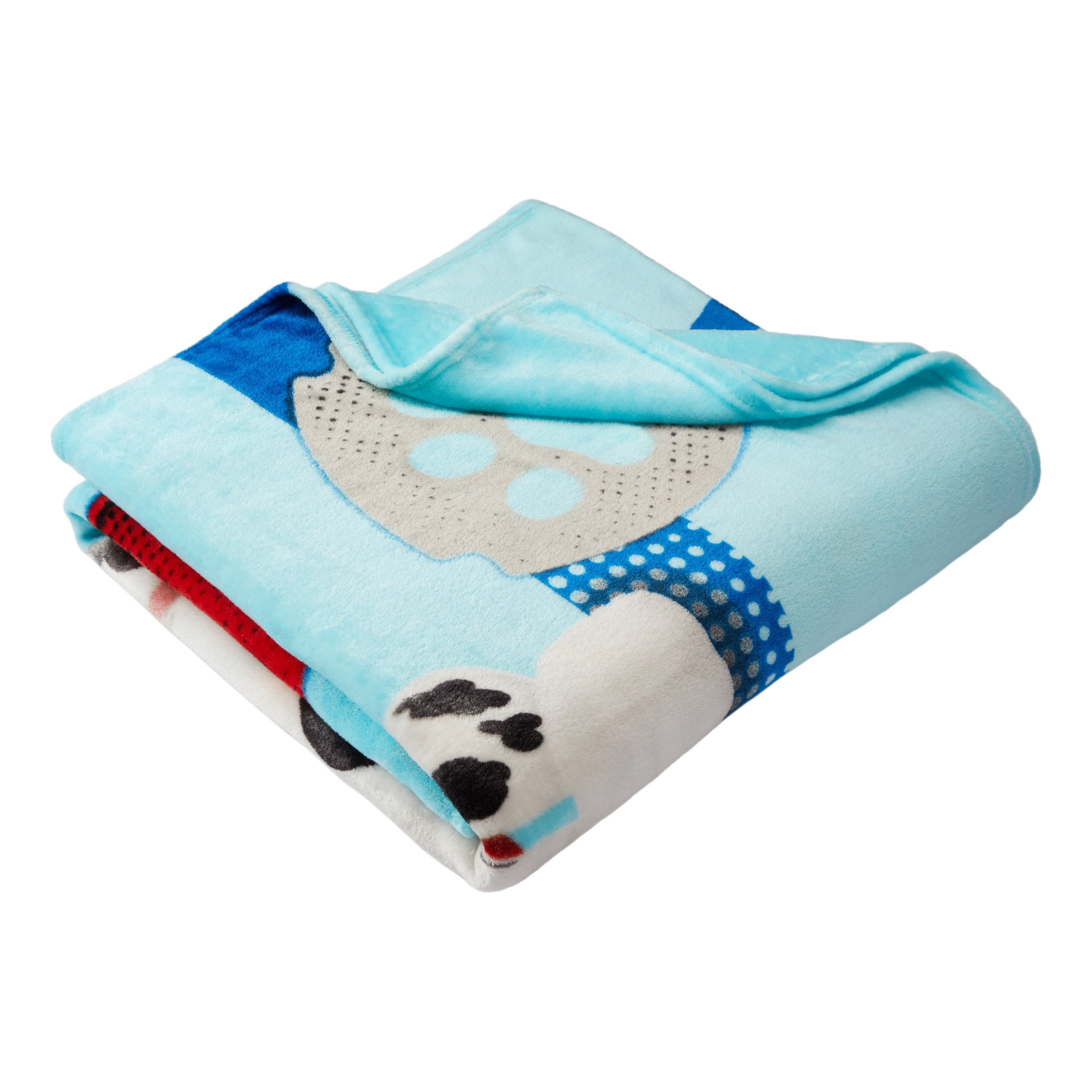 Decorative Knitted Kids Blue Print Fleece Bed Blanket, Twin/Full - Cozy Fleece Throw Blanket for Couch & Bed Detail