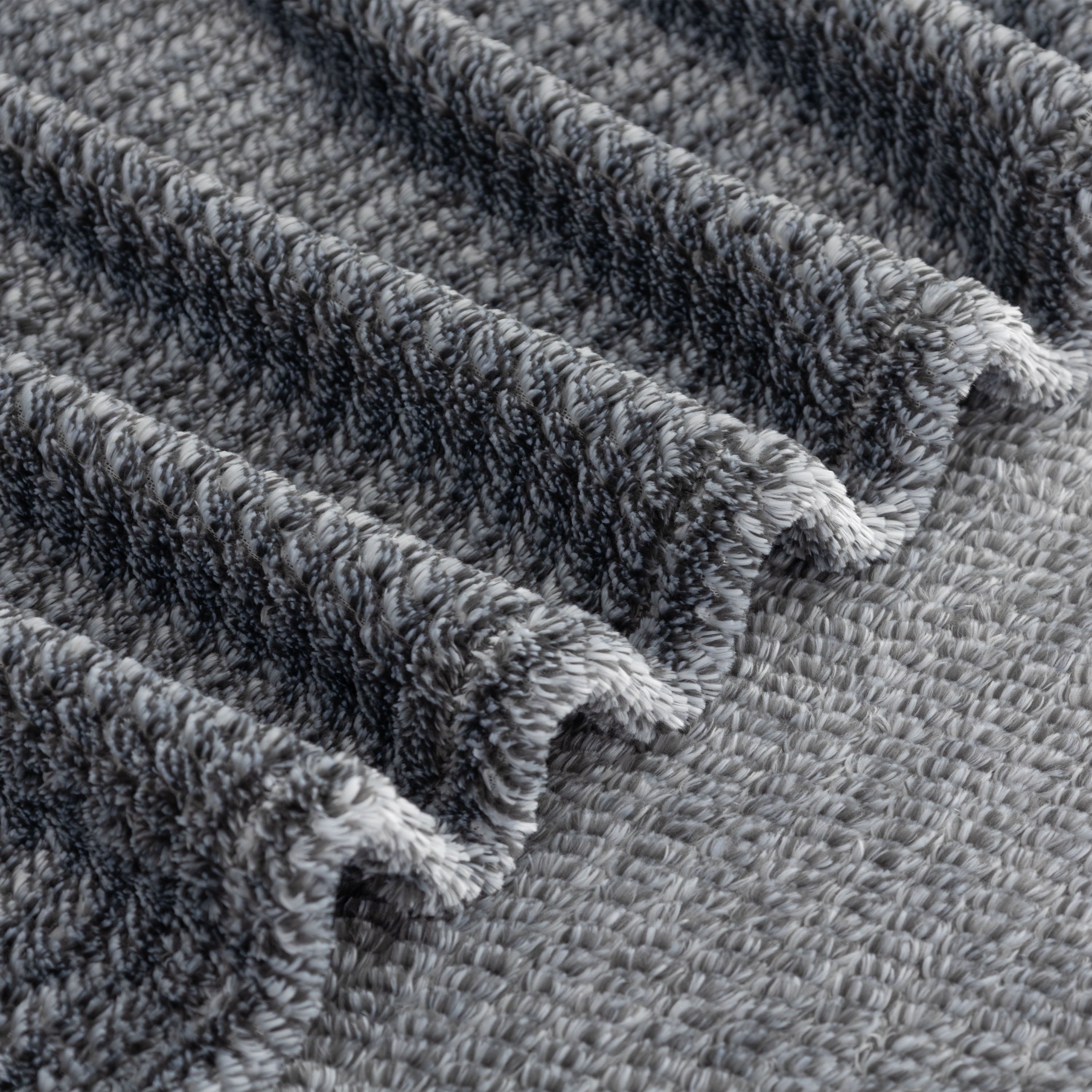 Decorative Knitted Plush Textured Heathered Soft Oversized Throw Blanket, Gray - Lightweight Plush Warm Blanket for All Seasons Detail