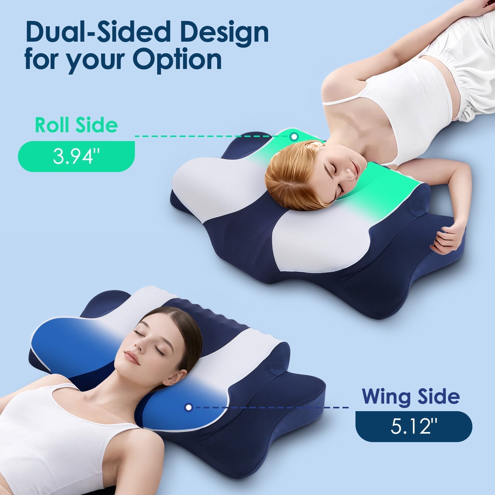 Orthopedic Support Cervical Neck Pillow for Pain Relief Sleeping, Memory Foam Pillow Neck Pillow Bed Pillow with Pillowcase for Side Bac... - Orthopedic Shredded Foam Bed Pillow Set Detail