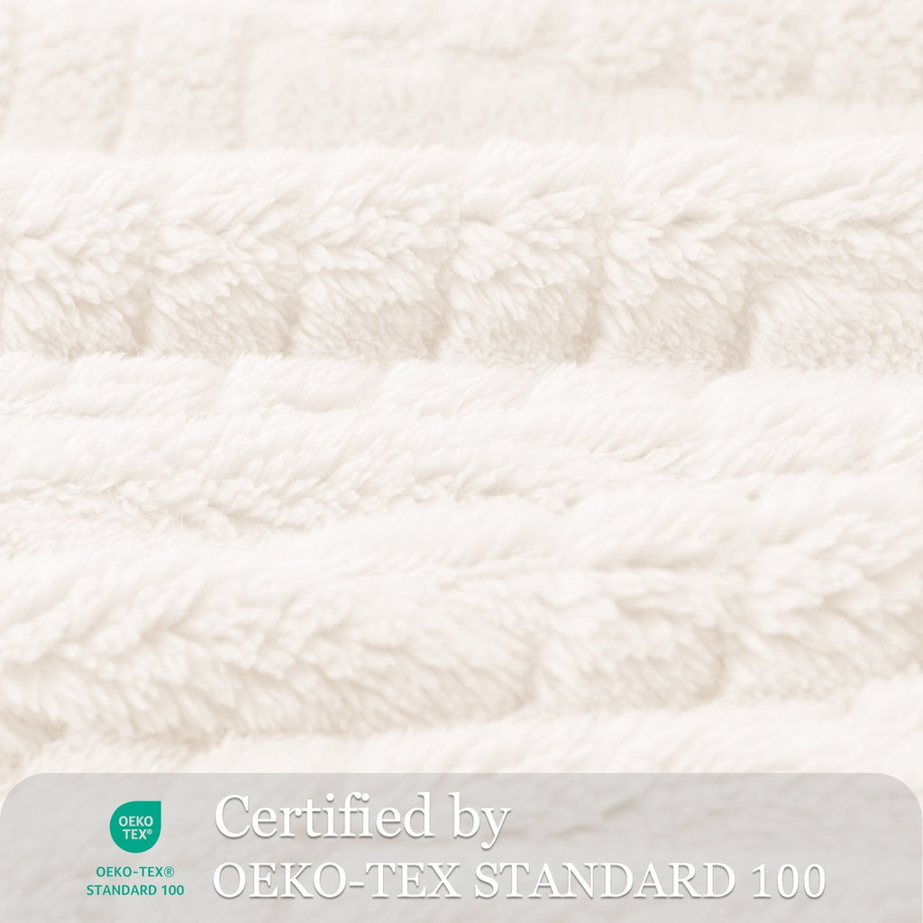 Decorative Knitted Fluffy Fleece Throw Blanket 50"x60" for Couch, Bed, Sofa, Fuzzy Soft Cozy Throw with Decorative Jacquard Pattern for ... - Cozy Fleece Throw Blanket for Couch & Bed Detail