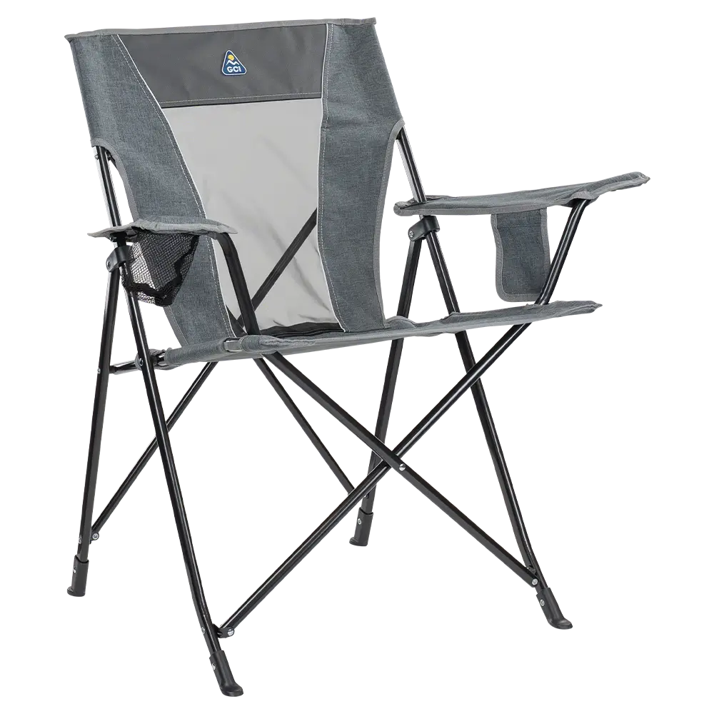 Lightweight Messenger Comfort Quad Chair - Choice 989 - Pico Compact Folding Camp Chair with Carry Bag - Heathered Pewter