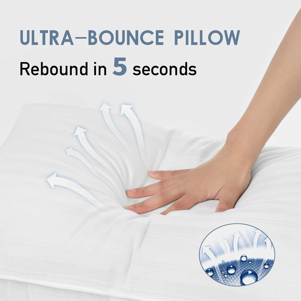 Orthopedic Support Pillow for Beds 2 Pack Queen Size Pillows Set of 2 Hypoallergenic Hotel Down Alternative Pillow for Side and Back Sle... - Decorative Throw Pillow Cushion for Sofa & Bed Detail