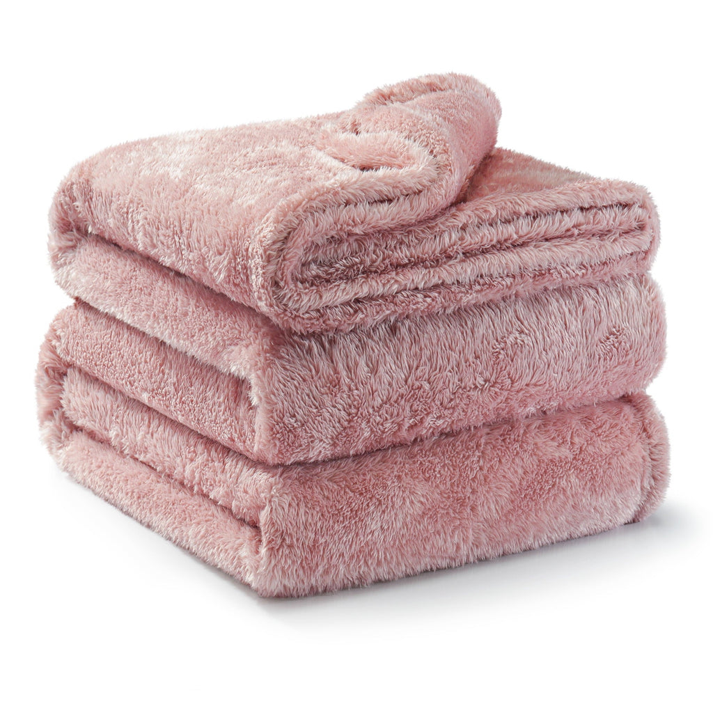 Super Soft Flannel Plush Fuzzy Large Fleece Throw Blanket (50" x 70", Dusty Pink)- Soft, Warm and Lightweight - Cozy Fleece Throw Blanket for Couch & Bed Detail