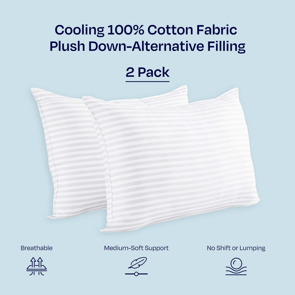 Hotel Collection 2-Pack Comfort Bed Pillows Standard size set of 2 for Sleeping, Pillows, for Back, Stomach or Side Sleepers, 20 x 26 ... - Hotel Quality Plush Sleeping Pillows Detail