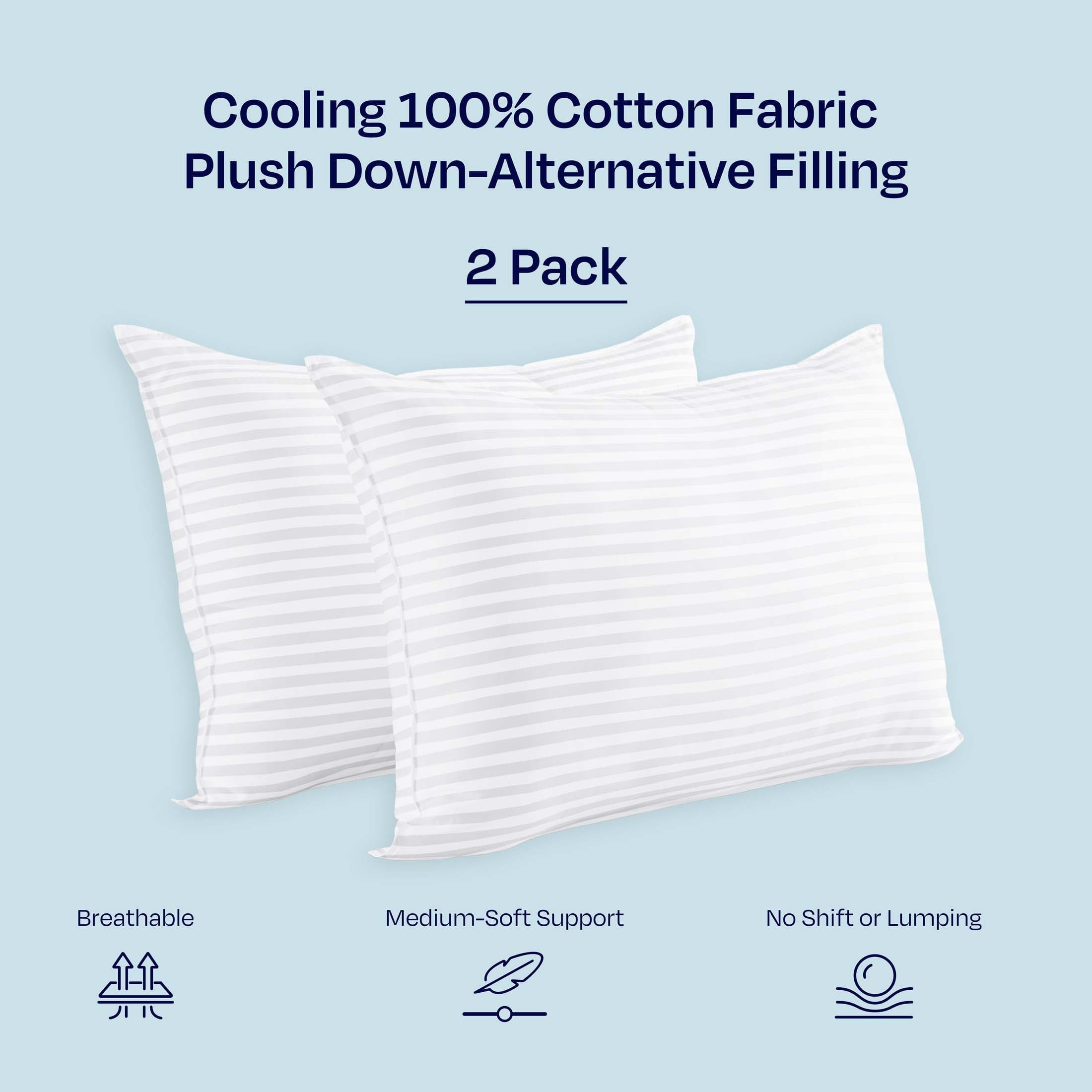 Hotel Collection 2-Pack Comfort Bed Pillows Standard size set of 2 for Sleeping, Pillows, for Back, Stomach or Side Sleepers, 20 x 26 ... - Hotel Quality Plush Sleeping Pillows Detail