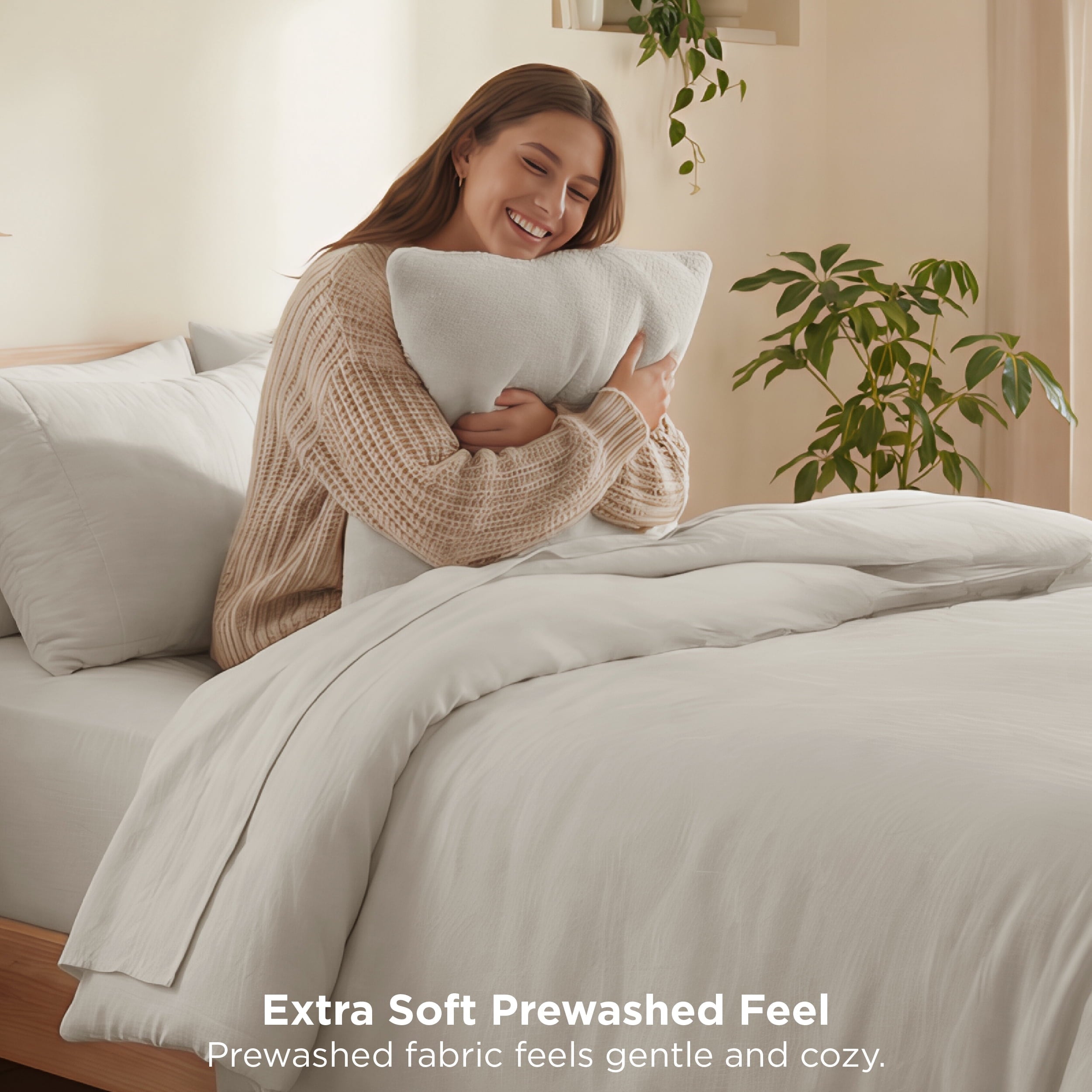 Fluffy Down Alternative 3 Pieces Queen Comforter Bedding Set, Beige Bed Comforter Set for All Seasons, 1 Lightweight Prewashed Comforter and ... - Hypoallergenic Ultra-Fluffy Quilt for Winter Detail