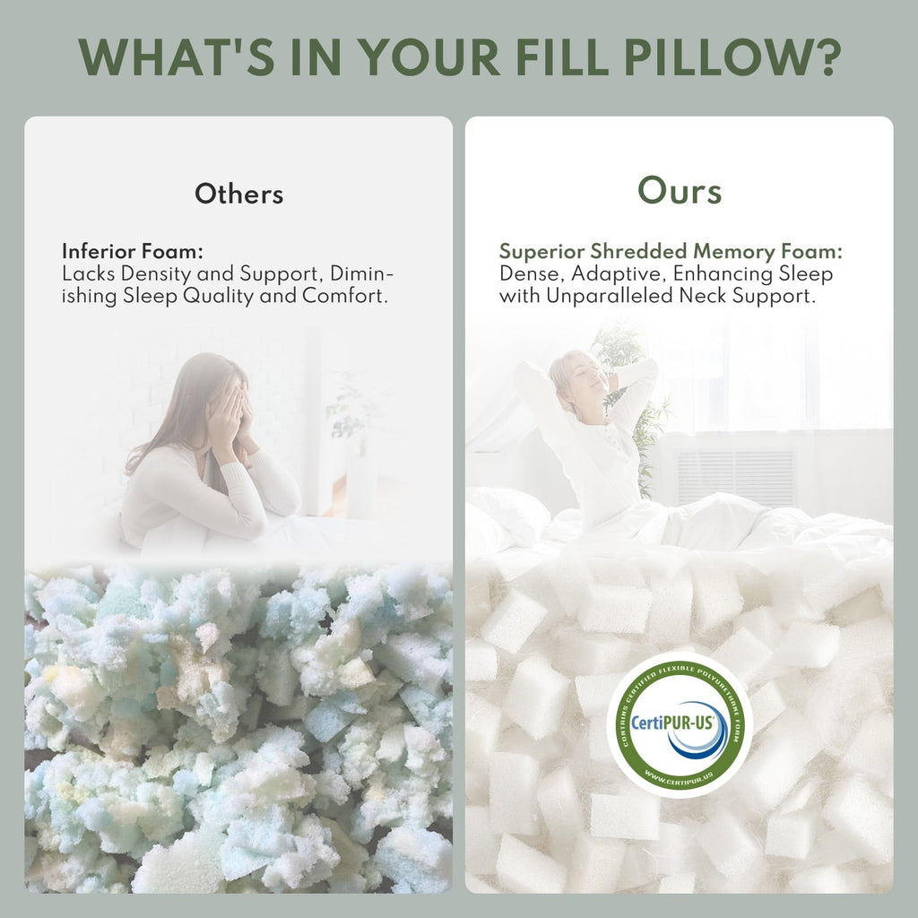 Hotel Collection Queen Size Bed Pillows 4-Pack,3.3lb Shredded Memory Foam Filled,Hyper Soft & 3D Breathable Cooling Desigh Cover Fitti... - Decorative Throw Pillow Cushion for Sofa & Bed Detail