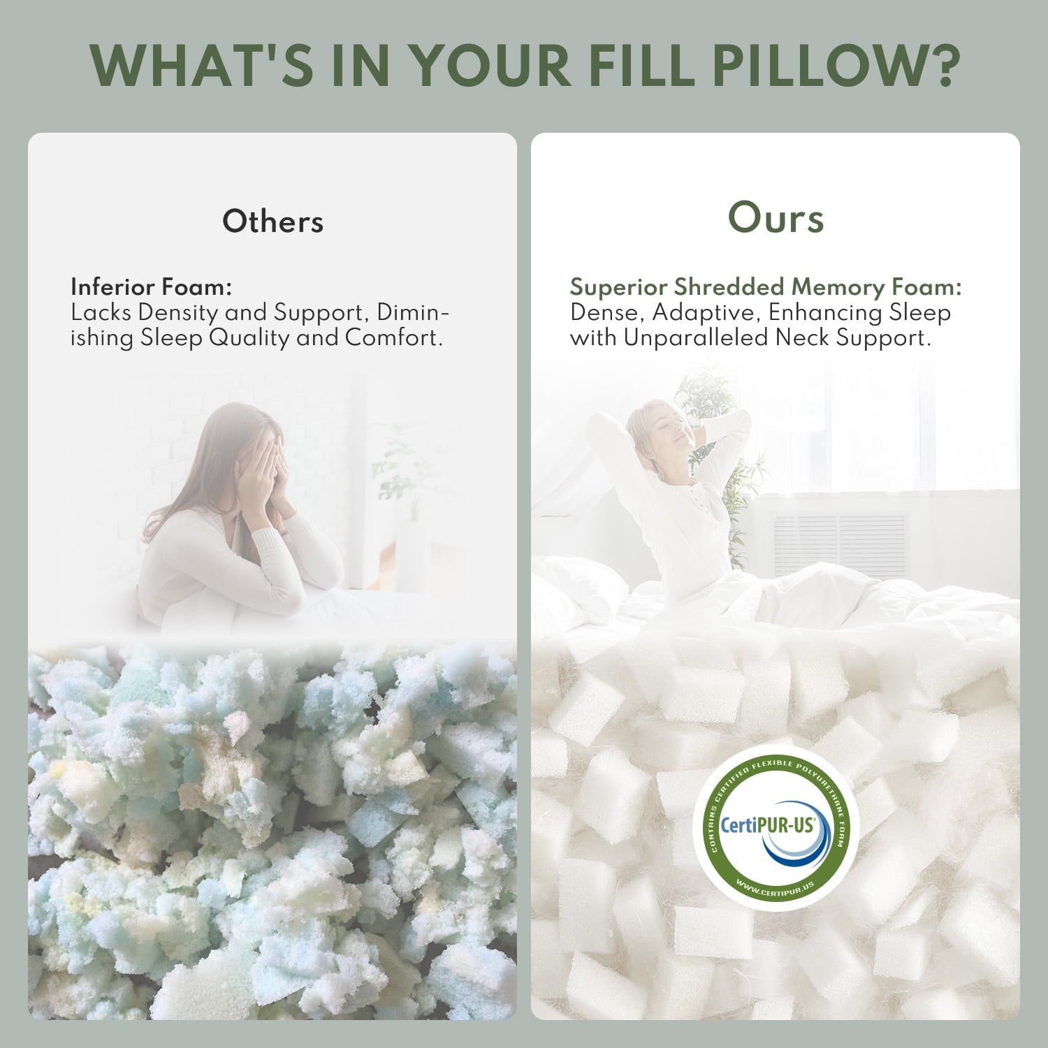 Hotel Collection Queen Size Bed Pillows 4-Pack,3.3lb Shredded Memory Foam Filled,Hyper Soft & 3D Breathable Cooling Desigh Cover Fitti... - Decorative Throw Pillow Cushion for Sofa & Bed Detail