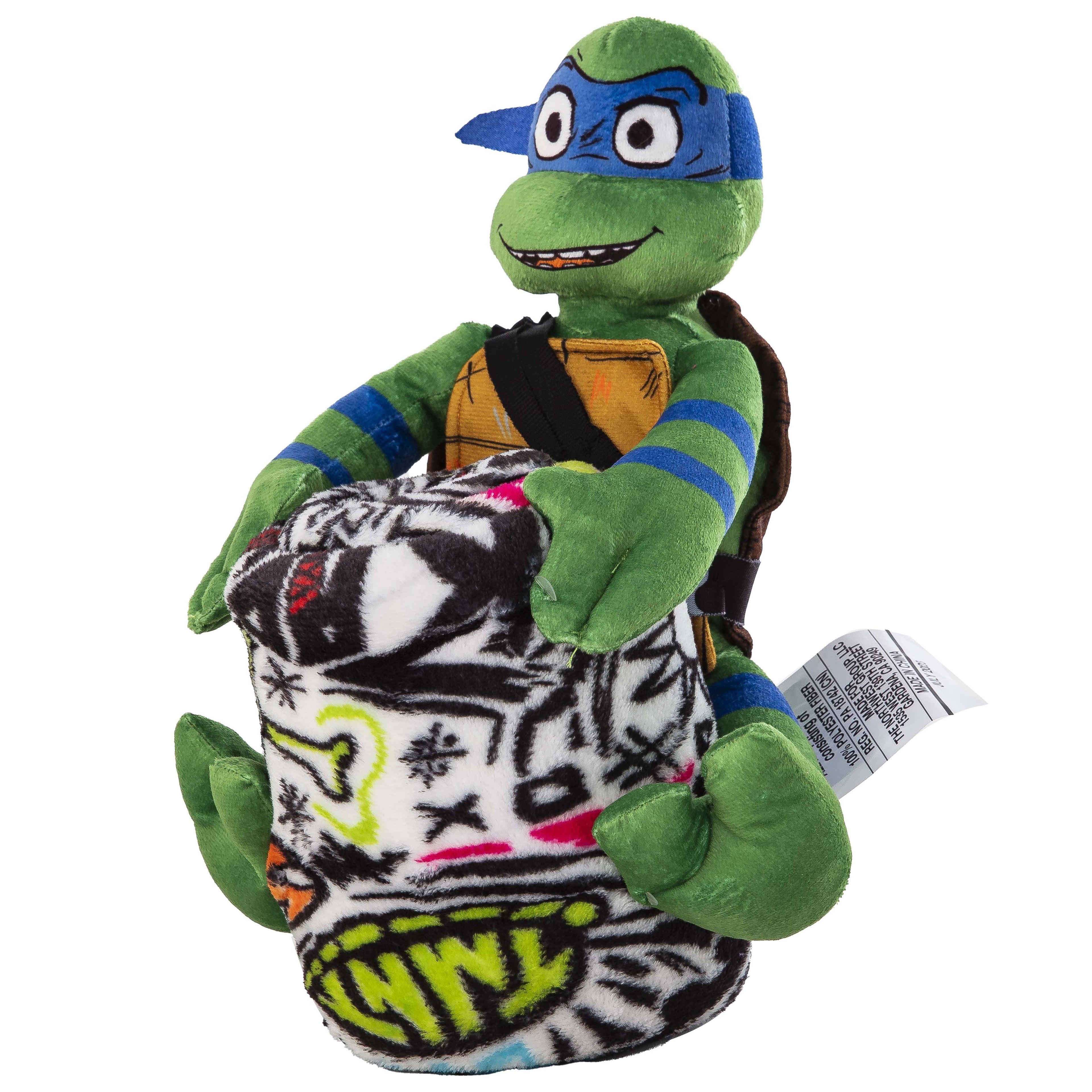 Lightweight Warm Teenage Mutant Tutles Sketched Out Kids Silk Touch Throw Blanket with Plush Hugger – Ultra Soft Plush Character Pillo... - Cozy Fleece Throw Blanket for Couch & Bed Detail