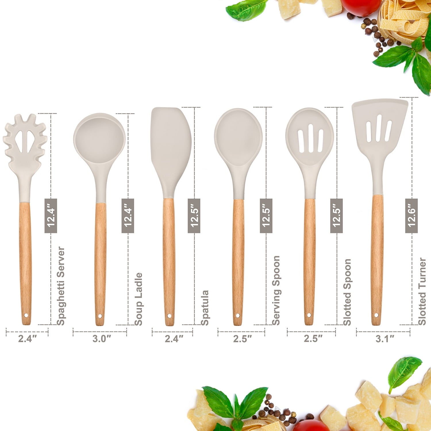 Heavy Duty Kitchen Utensils Set of 6, Silicone Cooking Utensils with Wooden Handle, Non-Stick Cookware & Heat Resistant, Include... - Heavy Duty Stainless Steel Kitchen Shears Detail