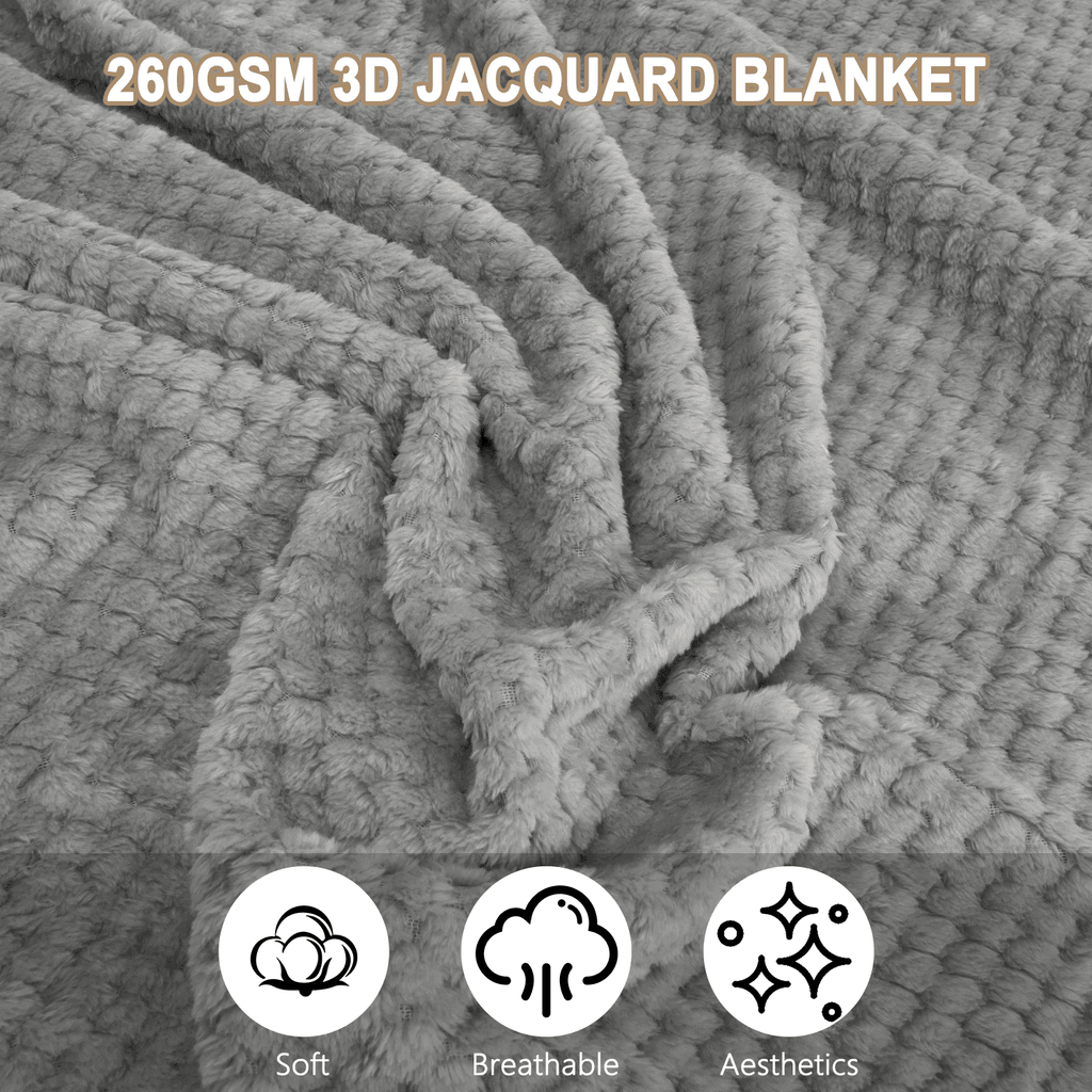 Decorative Knitted Throw Blanket, Decorative Throws with Waffle Wave Design, Super Soft Plush Fuzzy Blankets , Luxury Lightweight and Br... - Cozy Fleece Throw Blanket for Couch & Bed Detail