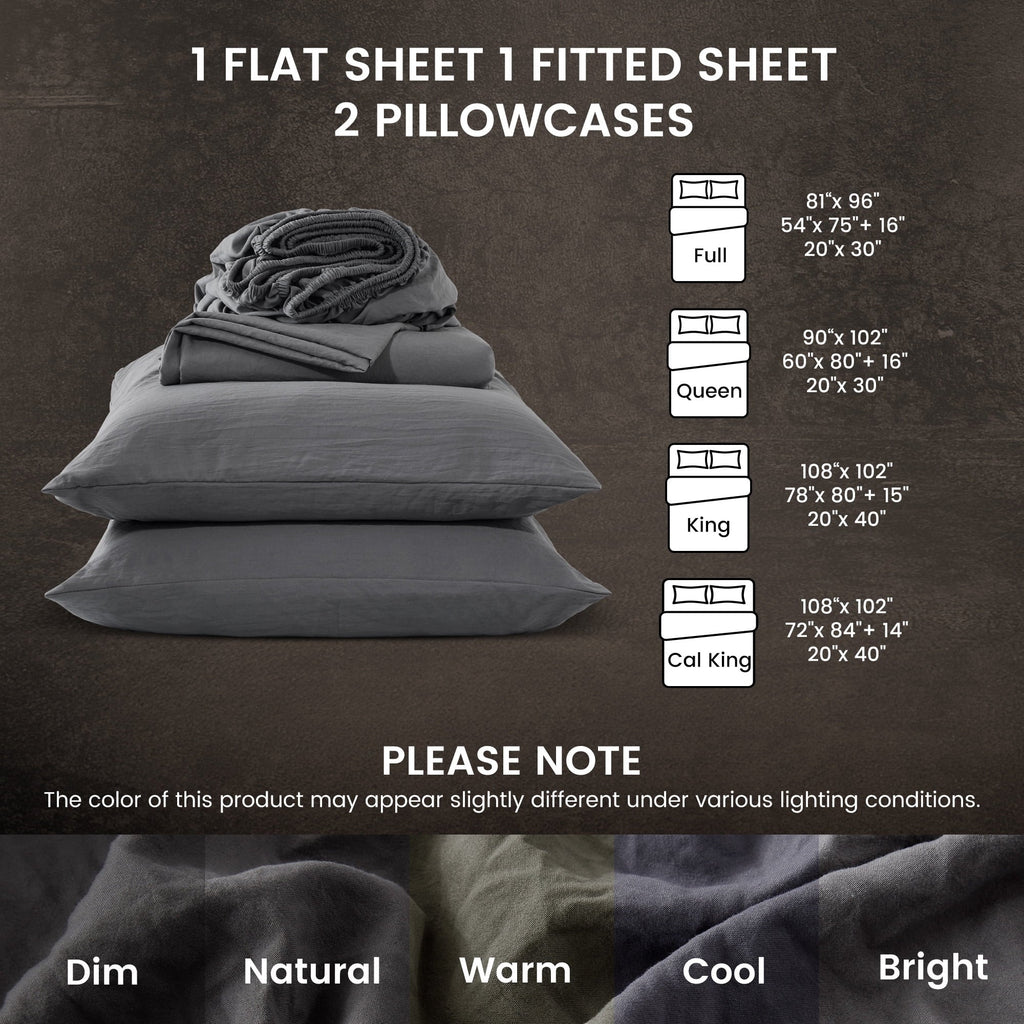 Premium Egyptian Cotton Bed Sheets - Full Size Bed Sheets - Washed Microfiber - 4 Piece Hotel Luxury Bedding Sheets with Fitted Sheet, Flat S... - Breathable Egyptian Cotton Flat & Fitted Sheets Detail