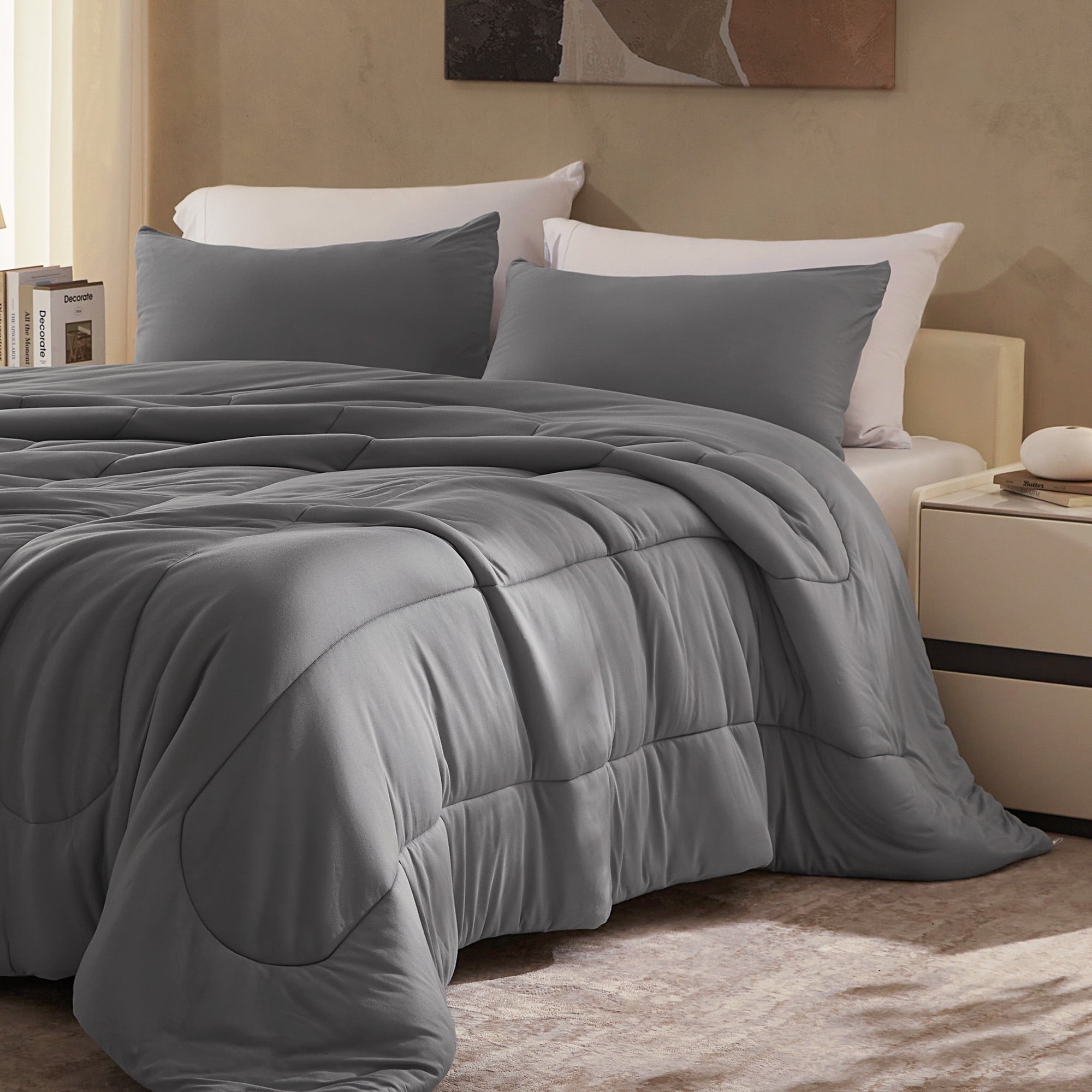 Hypoallergenic Cloud 3 Pieces Jersey Knit Bedding Sets with 1 Comforter and 2 Pillow Shams, Soft and Breathable Comforter Set with Women, ... - Cloud-Like Soft Lightweight Bed Comforter Detail