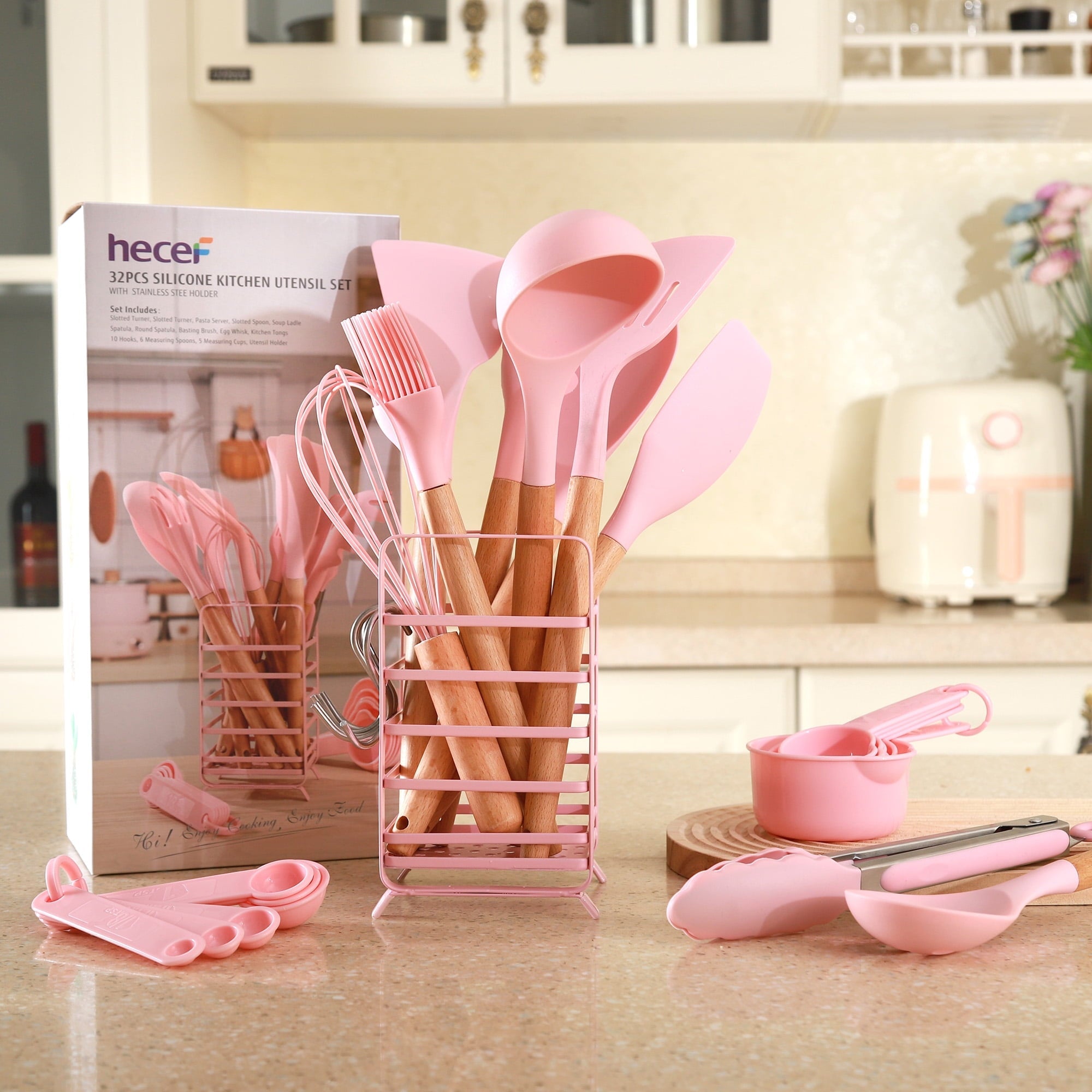 Seamless One-Piece 32 PCS Silicone Cooking Utensils Set, 446°F Heat Resistant for Nonstick Cookware - Durable Turner & Ladle Utensil Set for Home Chefs Detail