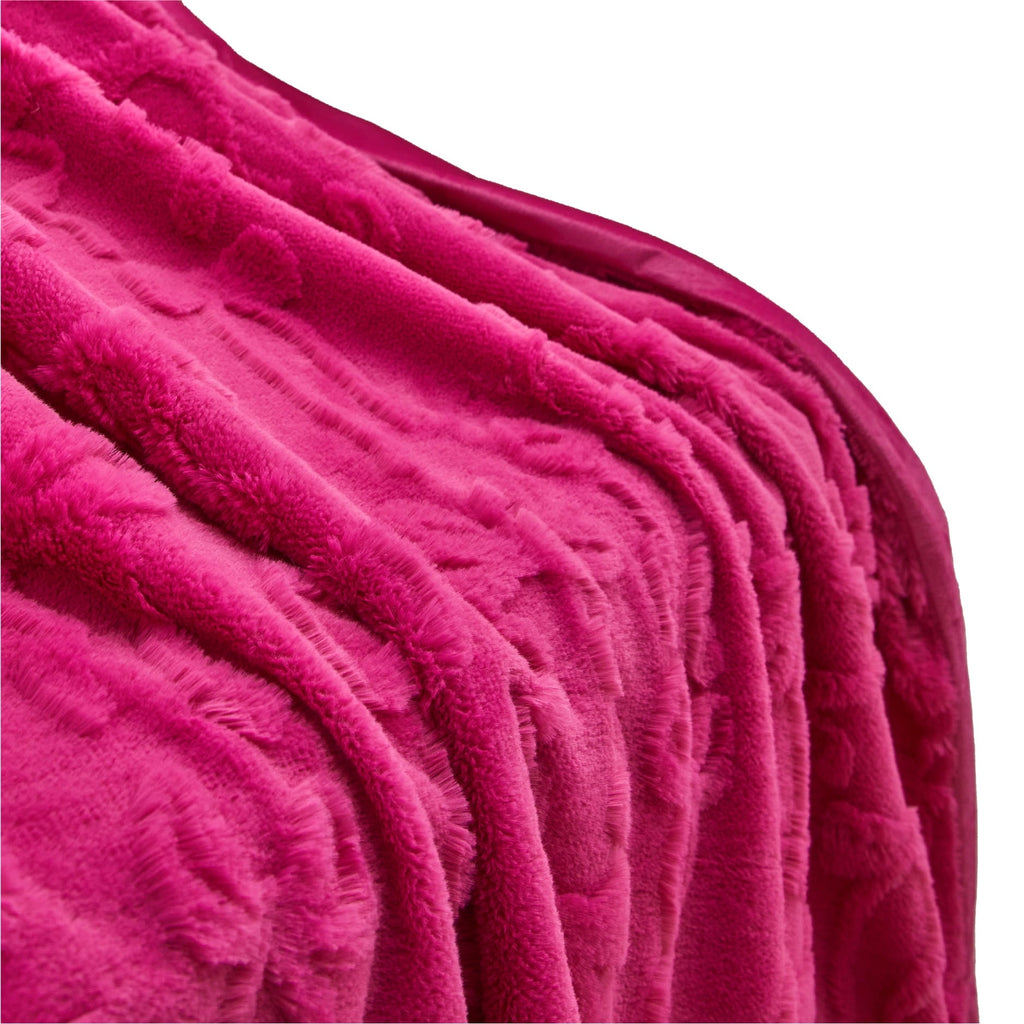 Reversible Sherpa Gen Z 50" x 60"Carved Bow Faux Fur Throw - Super Soft Reversible Sherpa Flannel Blanket Detail