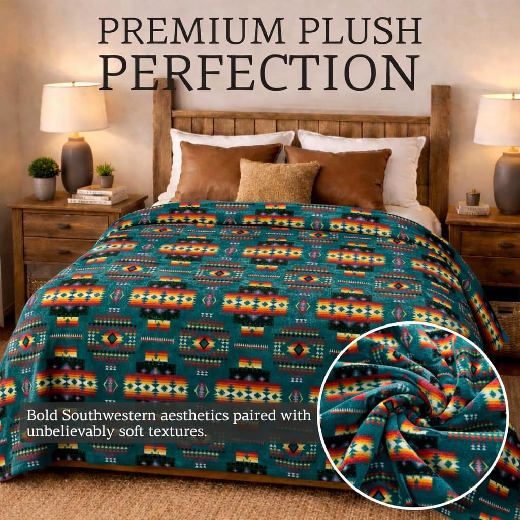 Decorative Knitted Sacred Thread Fleece Blanket South Western, Reversible Mexican, Vibrant Aztec Blankets and Throws for Aztec Decor for... - Lightweight Plush Warm Blanket for All Seasons Detail
