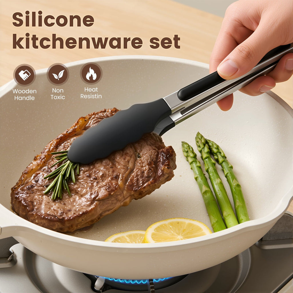 Premium Silicone Silicone Cooking Utensils Set with Holder, 44 PCS Kitchen Utensils Set, Silicone Kitchen Gadgets Spatulas Set for Non... - Durable Turner & Ladle Utensil Set for Home Chefs Detail