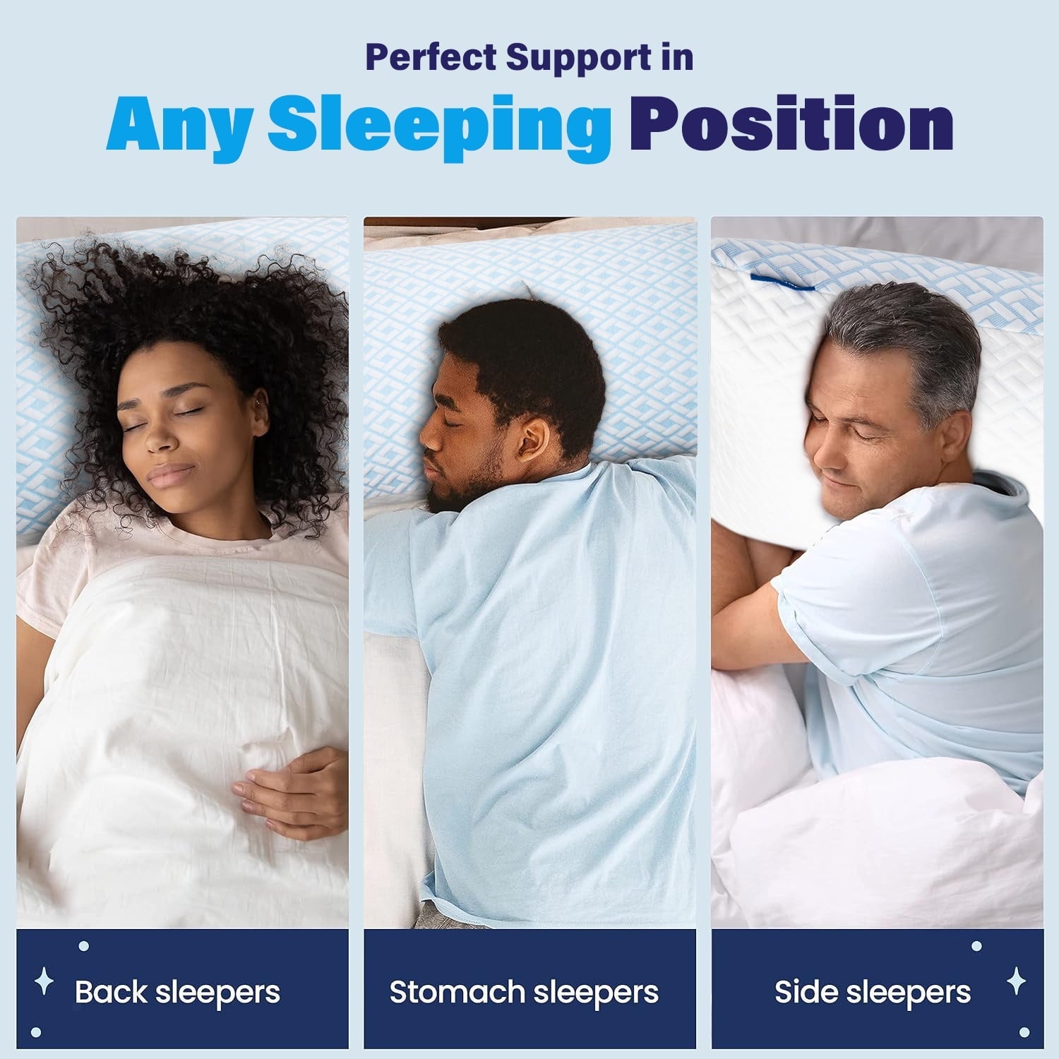 Hotel Collection Cooling Bed Pillows for Sleeping Shredded Memory Foam Pillows Queen Size Set of 2 Pack - Decorative Throw Pillow Cushion for Sofa & Bed Detail