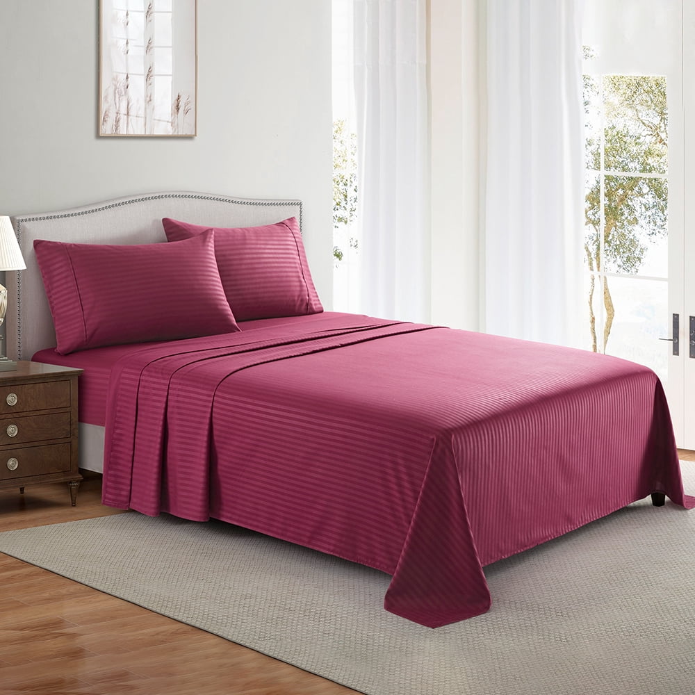 Ultra-Soft Bedding Set with Flat Sheet, Fitted Bed Sheet & Pillowcases, Full Burgundy - Premium Ultra-Soft Pillowcase Pair for Sleeping Detail
