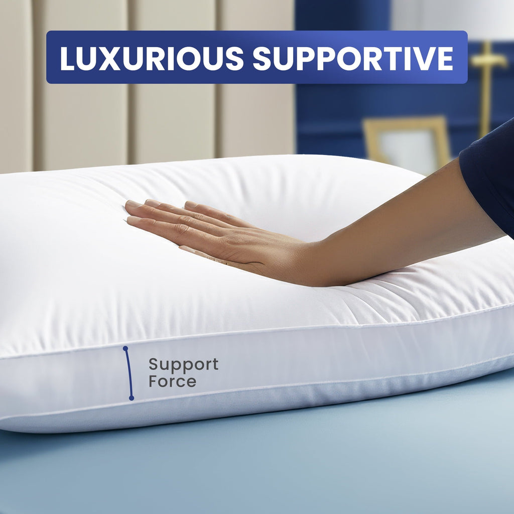 Fluffy Shredded Queen Bed Pillow, 26"L x 18" W, Set of 2, Soft and High-Quality, Gusseted Pillow for All Sleep Positions (White) - Decorative Throw Pillow Cushion for Sofa & Bed Detail