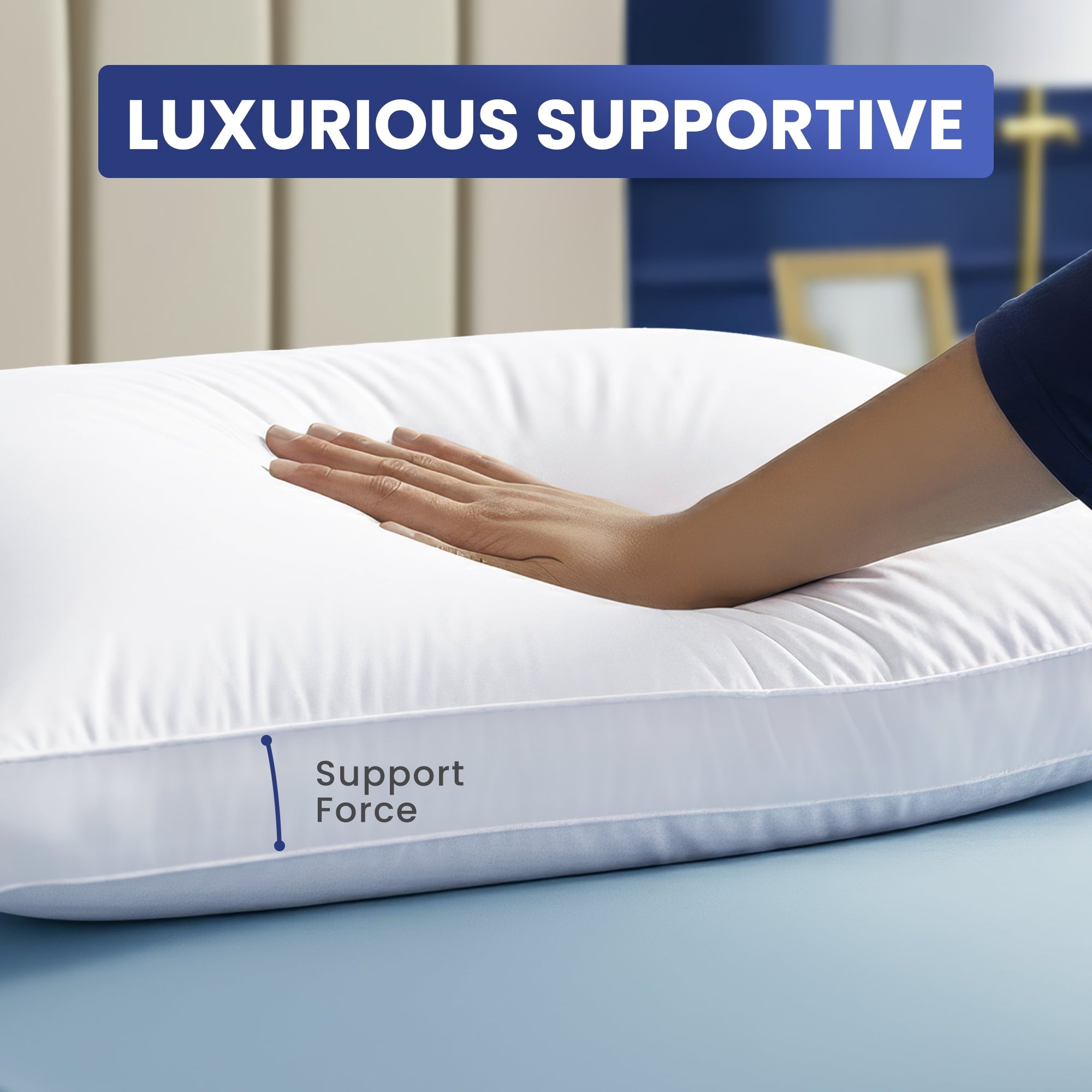 Fluffy Shredded Queen Bed Pillow, 26"L x 18" W, Set of 2, Soft and High-Quality, Gusseted Pillow for All Sleep Positions (White) - Decorative Throw Pillow Cushion for Sofa & Bed Detail