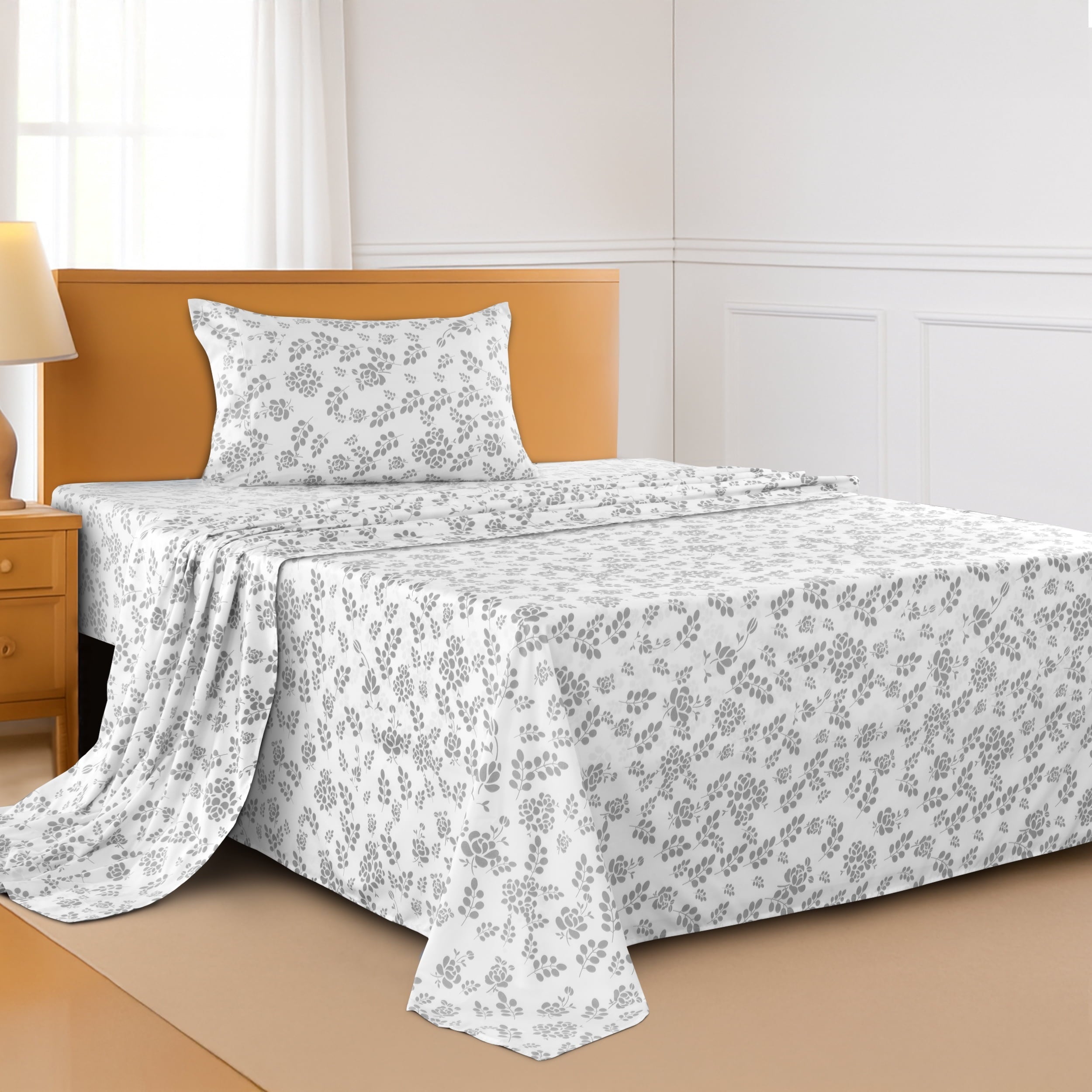 Breathable Luxury Lux Decor Twin Microfiber Bed Sheets - 3 Piece Floral Sheet Set, Soft Breathable Bedding, Wrinlkle Resistant, OEKO-TE... - Cooling Hotel Quality Bedding Sheets and Pillowcases Detail