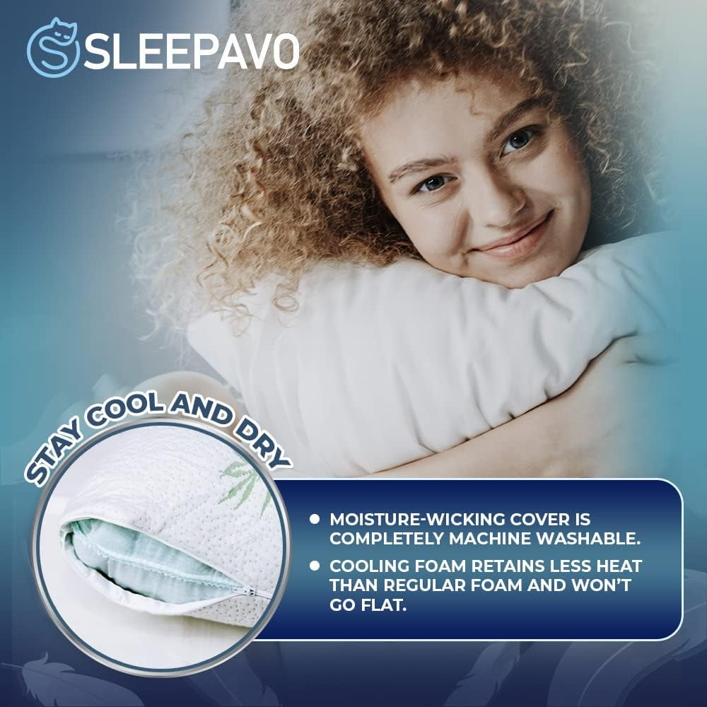 Ergonomic Memory Foam Memory Foam Pillows Queen Size Set of 2 - Cooling Bed Pillows for Sleeping - Back, Stomach, Side Sleeper Firm, Comfy ... - Ergonomic Memory Foam Pillow for Neck Pain Support Detail