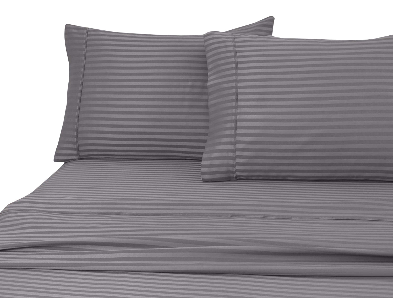 Premium Egyptian Cotton 600 100% Cotton Wrinkle Free Striped Sheet Set (Twin, Gray) - Premium Ultra-Soft Pillowcase Pair for Sleeping Detail