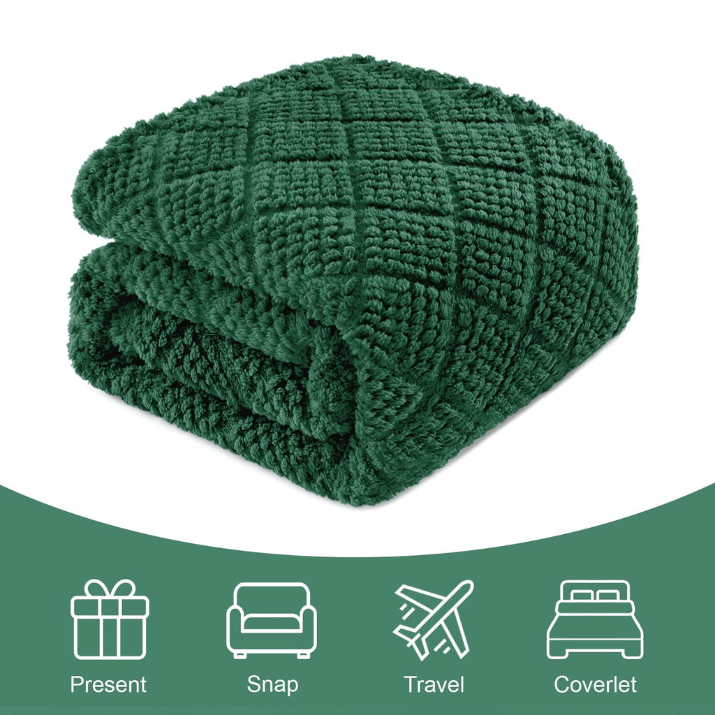Lightweight Warm Fuzzy Fleece Throw Blanket for Couch, Bed, Soft Fluffy Jacquard Waffle Blankets for All Season, Lightweight and Warm,... - Cozy Fleece Throw Blanket for Couch & Bed Detail