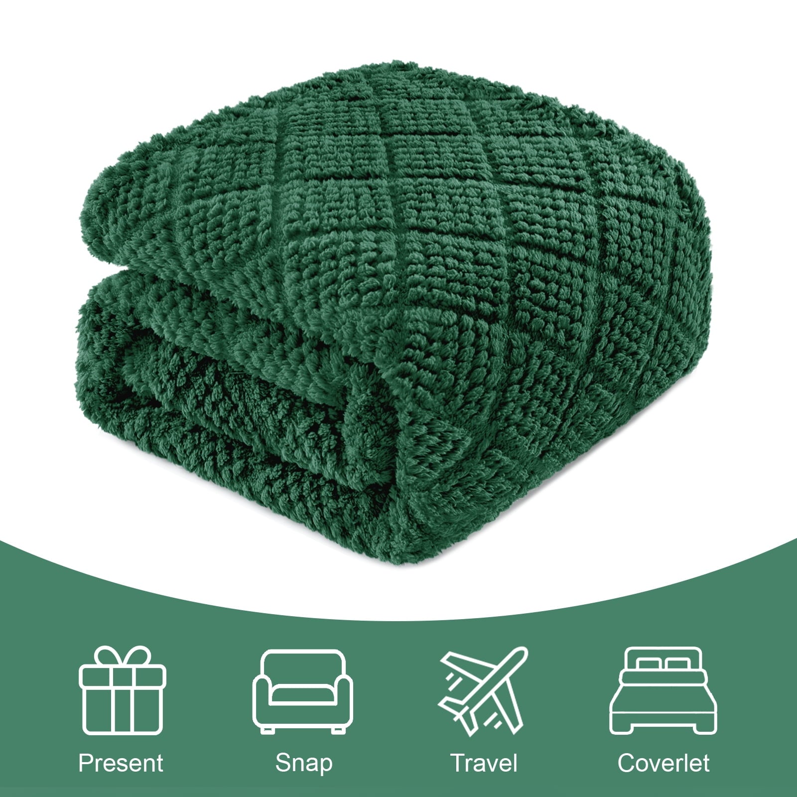Lightweight Warm Fuzzy Fleece Throw Blanket for Couch, Bed, Soft Fluffy Jacquard Waffle Blankets for All Season, Lightweight and Warm,... - Cozy Fleece Throw Blanket for Couch & Bed Detail
