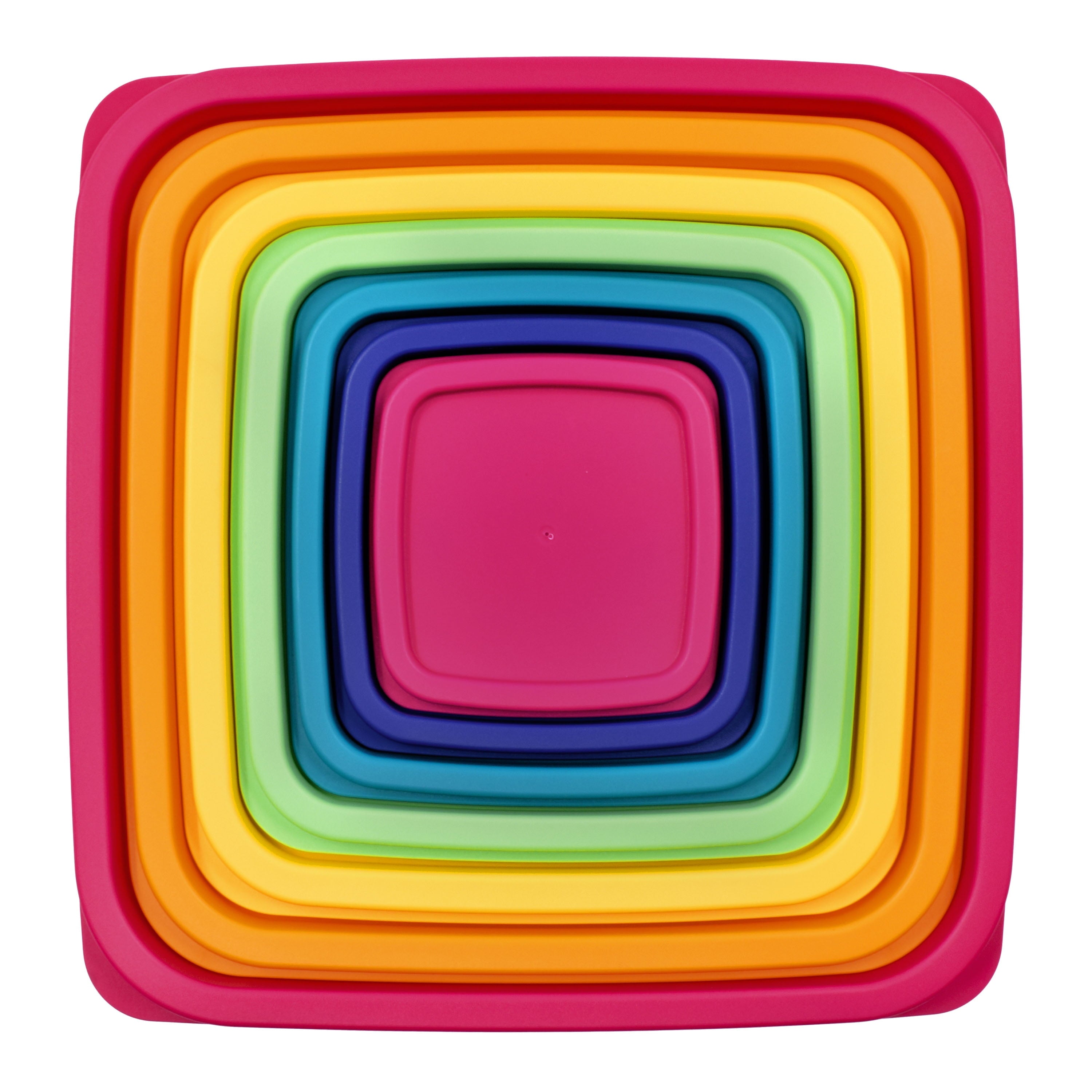 Fun Food Fidget Plastic Rainbow Food Storage Set, Multi Color, 14 Count, Best Used for Leftover Storage and Reheating - Playful Star & Heart Shaped Geometric NeeDoh Detail