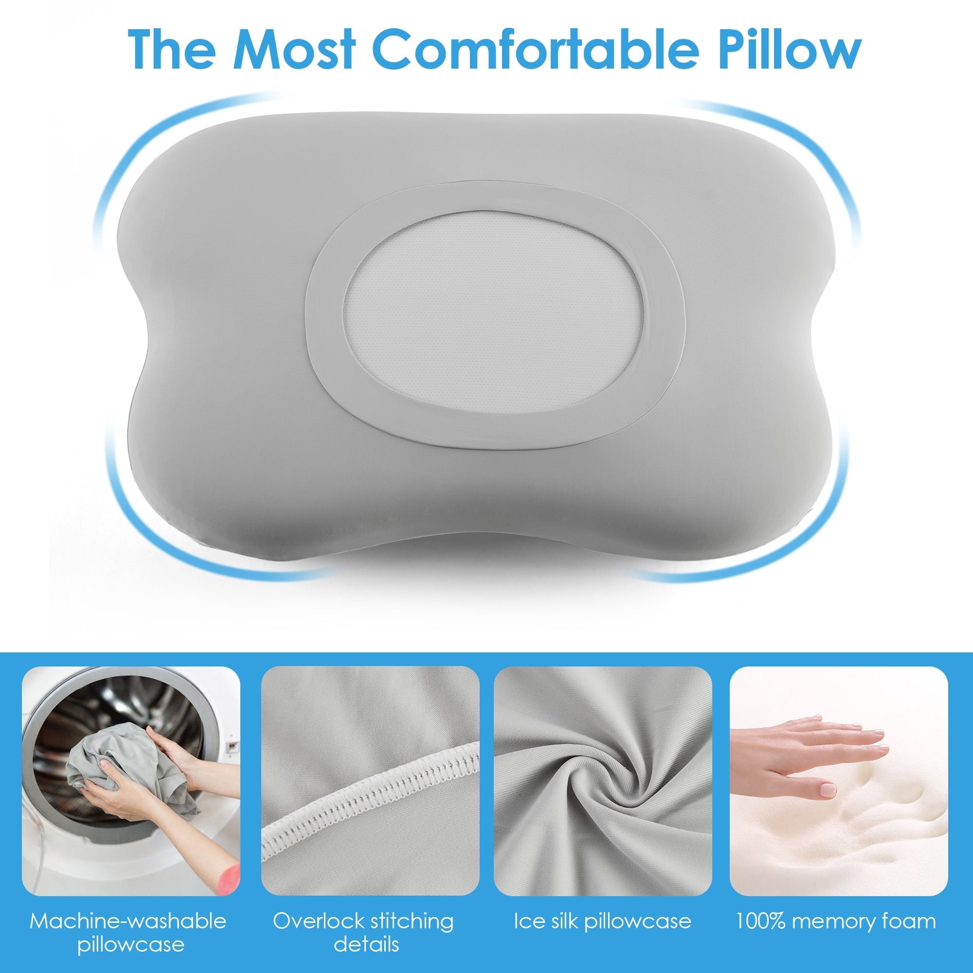 Fluffy Shredded Cervical Pillow Orthopedic Cervical Pillow for Neck Pain Relief, Memory Foam Bed Pillow with Pillowcase, Contour Bed ... - Hotel Quality Plush Sleeping Pillows Detail