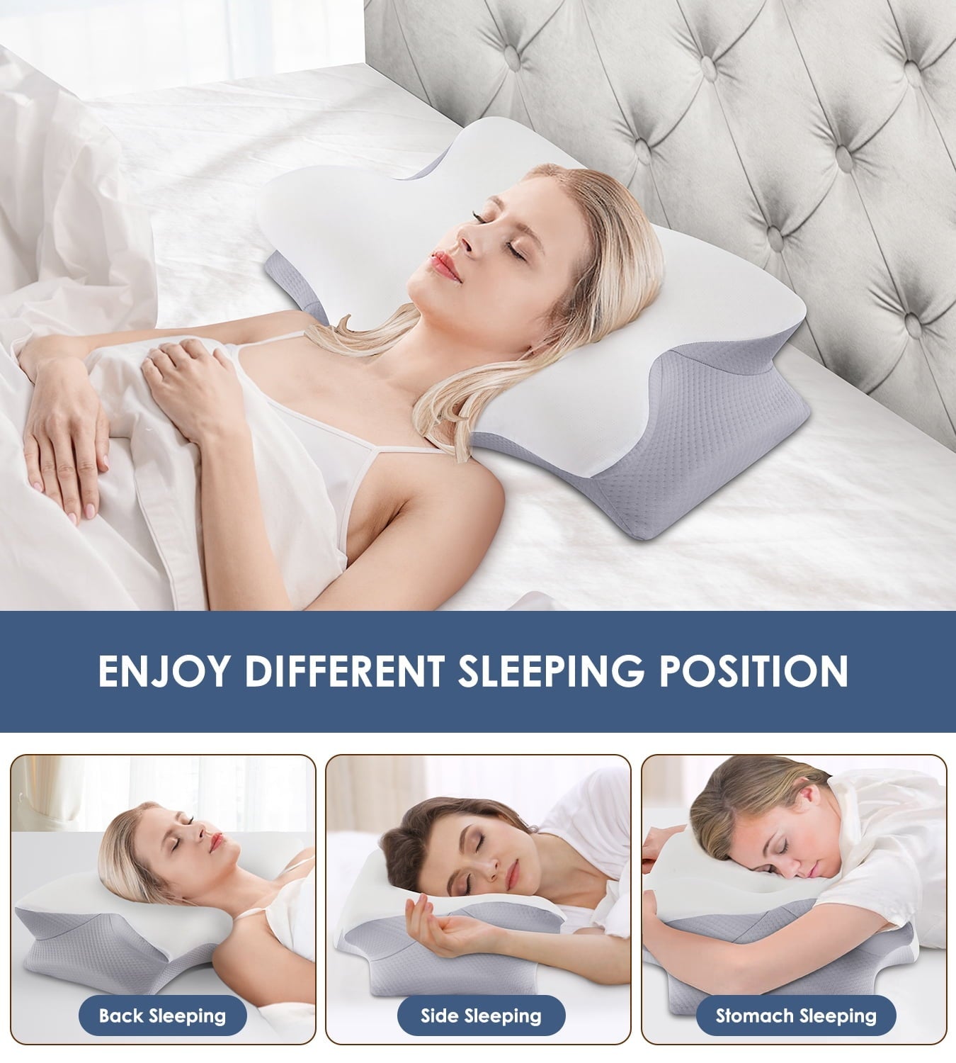 Orthopedic Support Cervical Pillow for Neck Pain Relief, Contour Memory Foam Pillows, Odorless Ergonomic Neck Pillow Adjustable Orthoped... - Decorative Throw Pillow Cushion for Sofa & Bed Detail